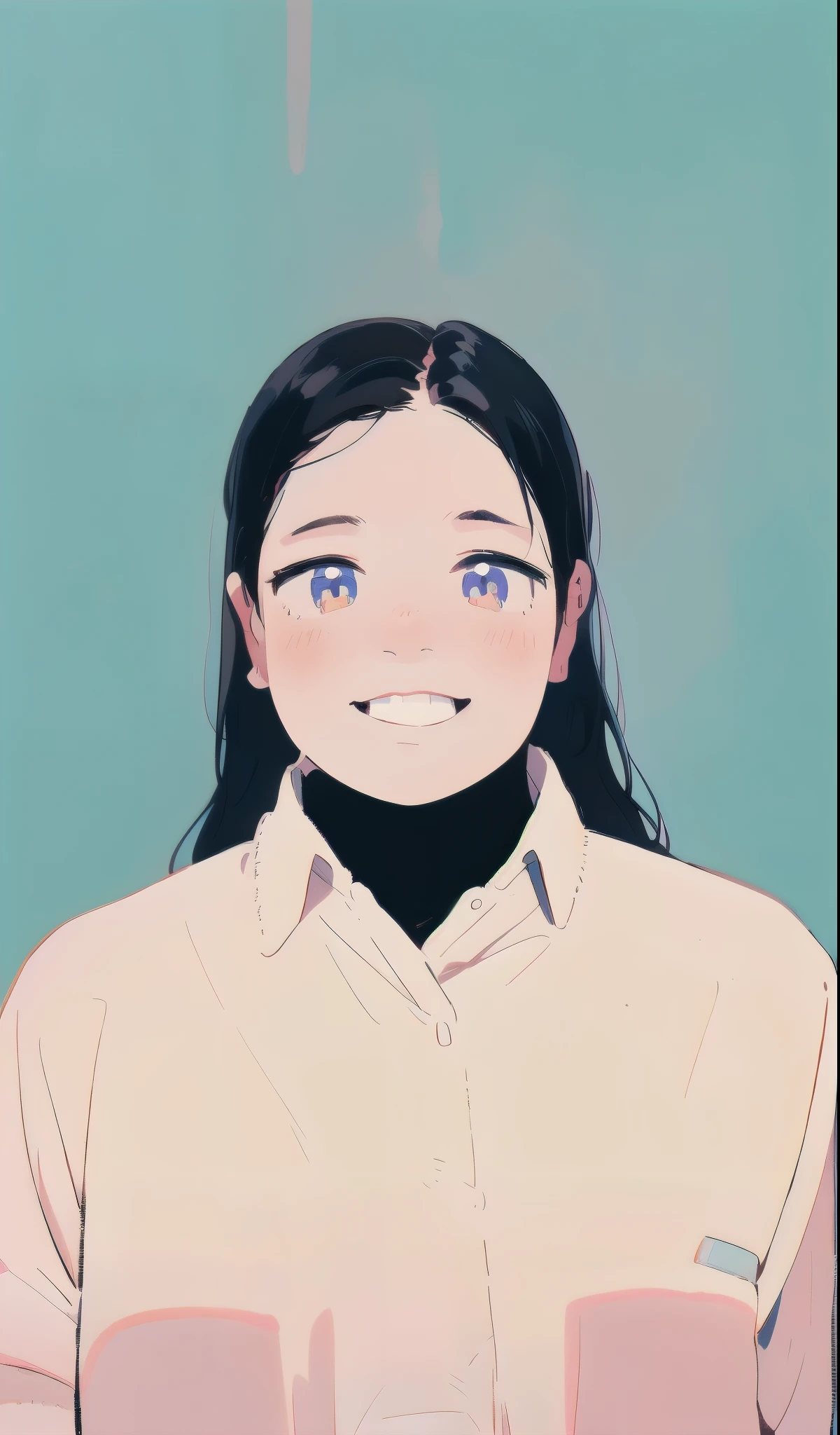 sam yang style (best quality:1.1), perfect anime illustration, detailed eyes, detailed face, a girl with black hair wearing white shirt, character design, rossdraws global illumination, sots art, Artgerm, crayon texture, sketch, painting