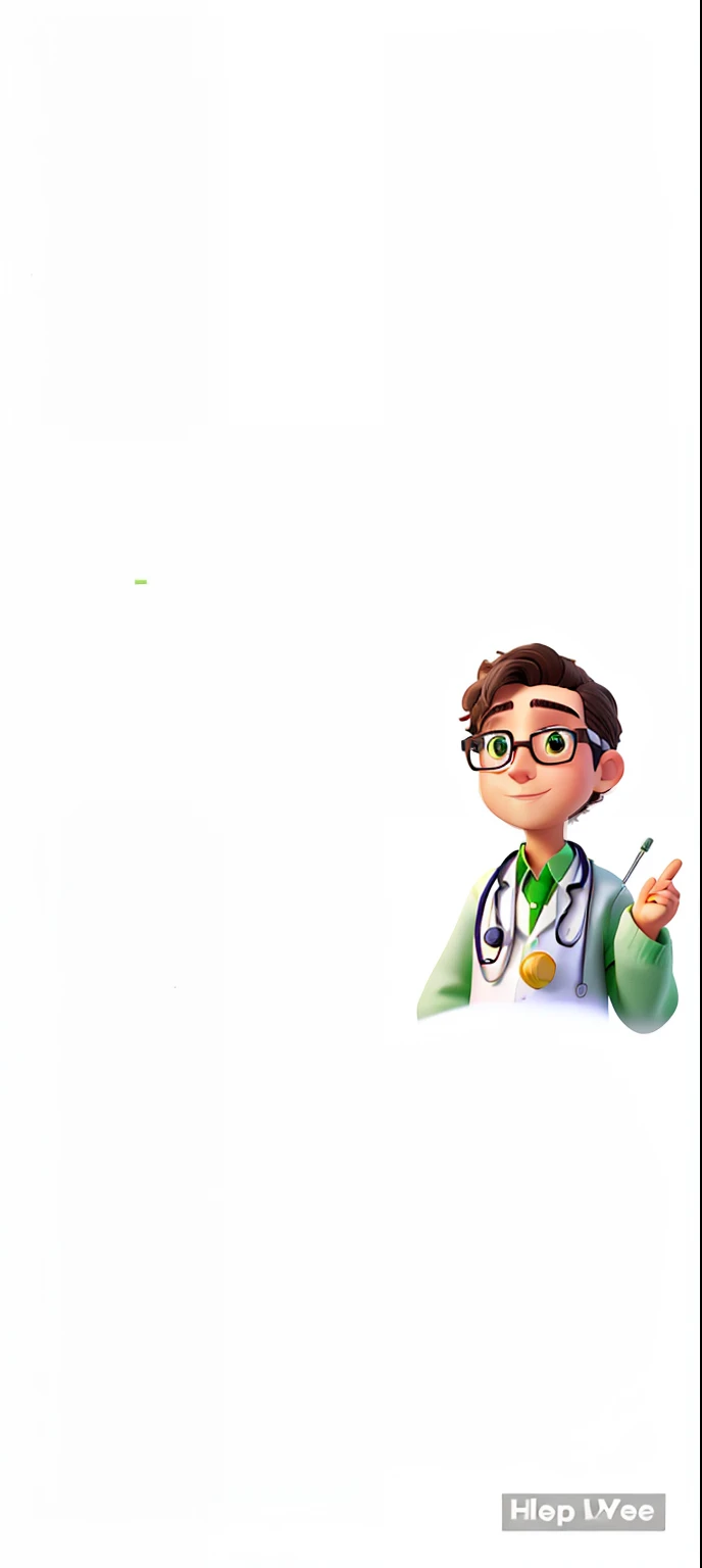 A doctor wearing glasses in a green coat 
