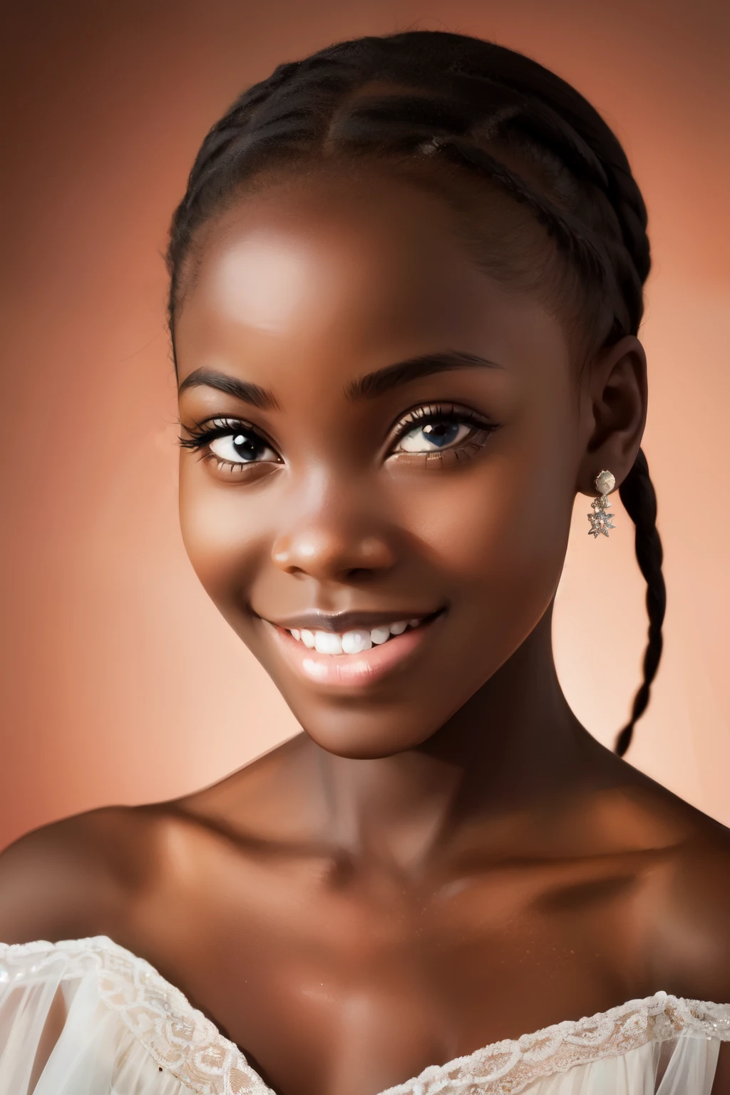 African girl teen young under 13 years, extremely very dark skin, long black hair, perfect lips perfect mouth perfect teeth, (various pose, change clothes, change pose) propose different expressive face