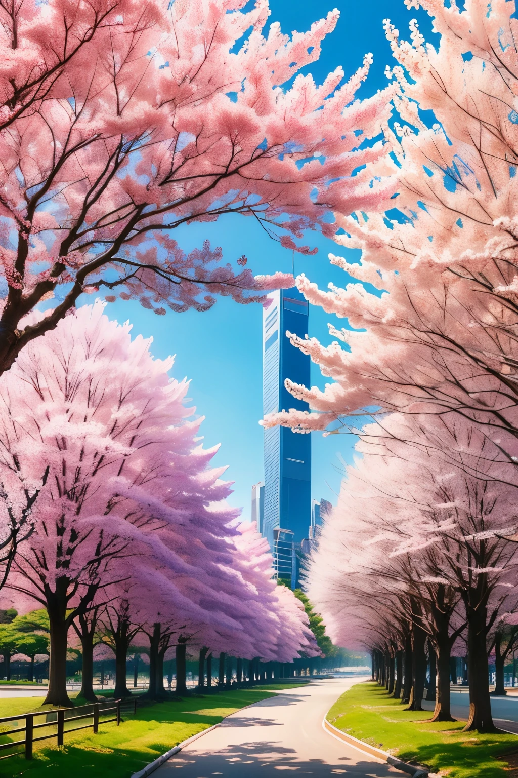 Tokyo city in spring, beautiful scenery, modern