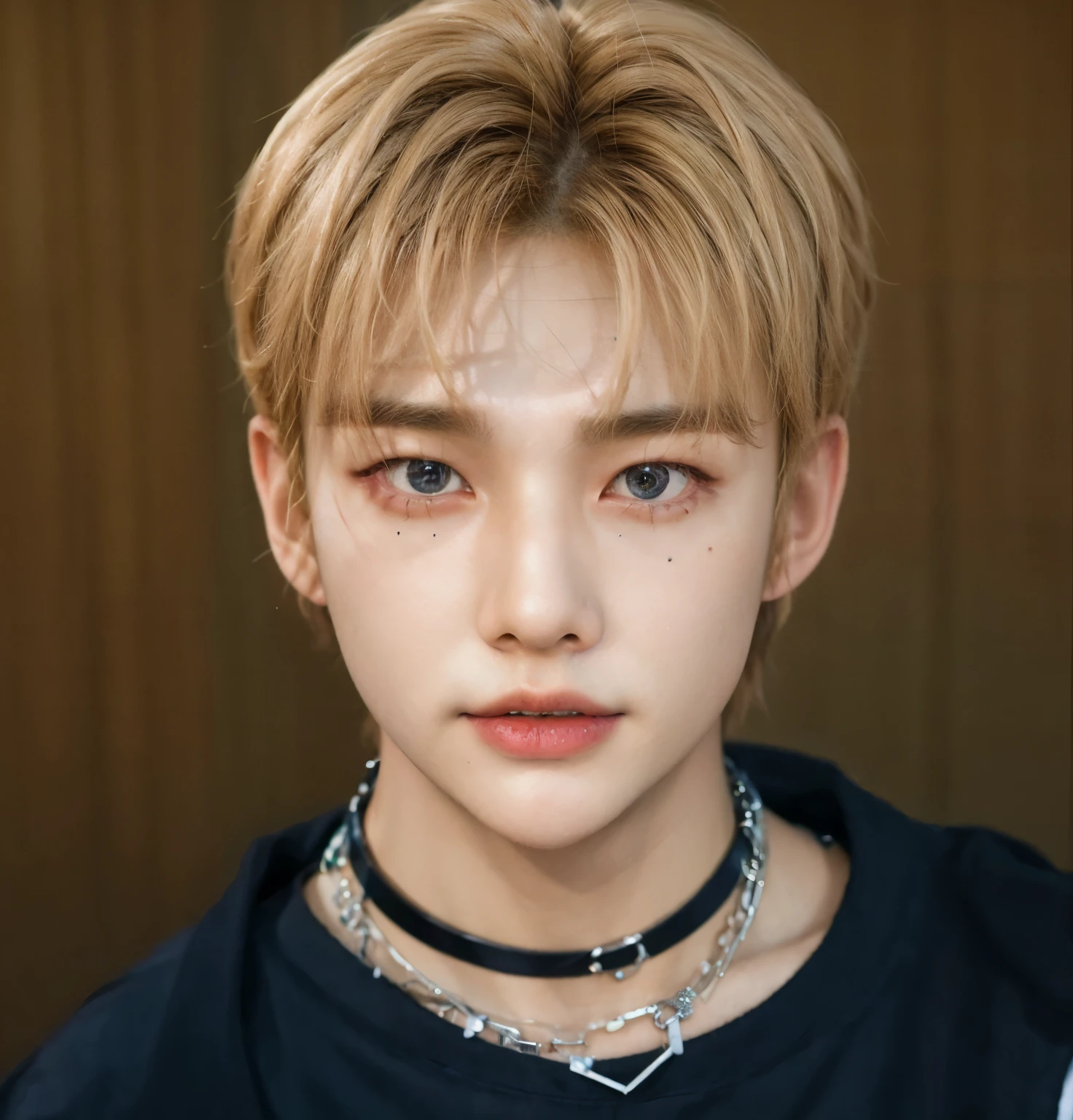 a close up of a person with a necklace on a necklace, hwang hyunjin of stray kids, hwang hyunjin of stray kids, inspired by hwang hyunjin of stray kids, portrait of hwang hyunjin of stray kids, inspired by hwang hyunjin of stray kids, hwang hyunjin of stray kids, portrait of kpop idol, inspired hwang hyunjin of stray kids, hwang hyunjin of stray kids, headshot profile picture, wan adorable korean face