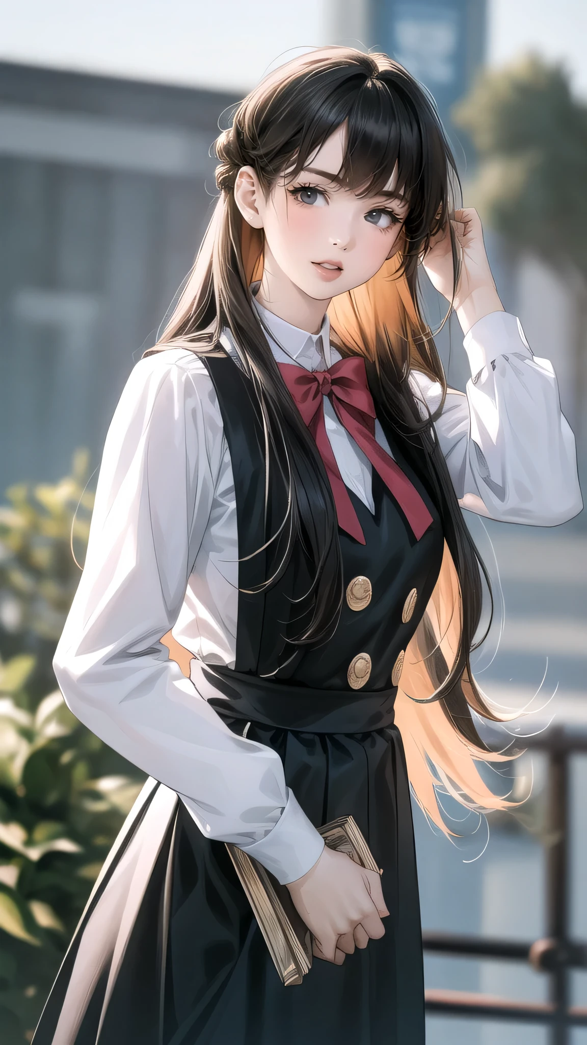 high school girl,(random place),(random pose),(long straight hair),(Highest image quality, (8K), Ultra-realistic, Best Quality, High quality, High Definition, high quality texture, high detailing, Beautiful detailed, fine detailed, extremely details CG, Detailed texture, realistic representation of face, masterpiece, presence, Dynamic, Bold)