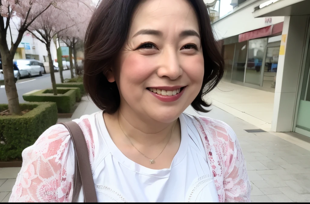 ((Highest quality)), ((masterpiece)), (detailed), Japanese, 40 years old, Beauty, Front face,smile, Nagoya,Facial wrinkles,,part-time job