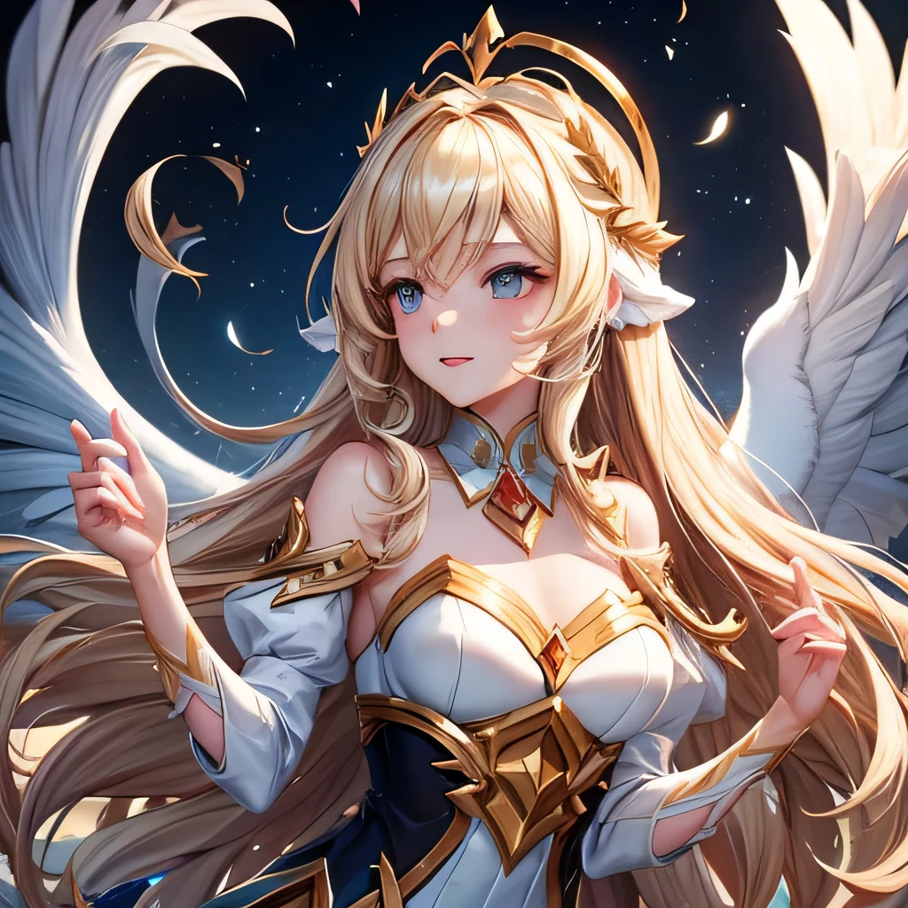 Odette mobile legends, curly long hair, blondw collor hair, like a swan princess