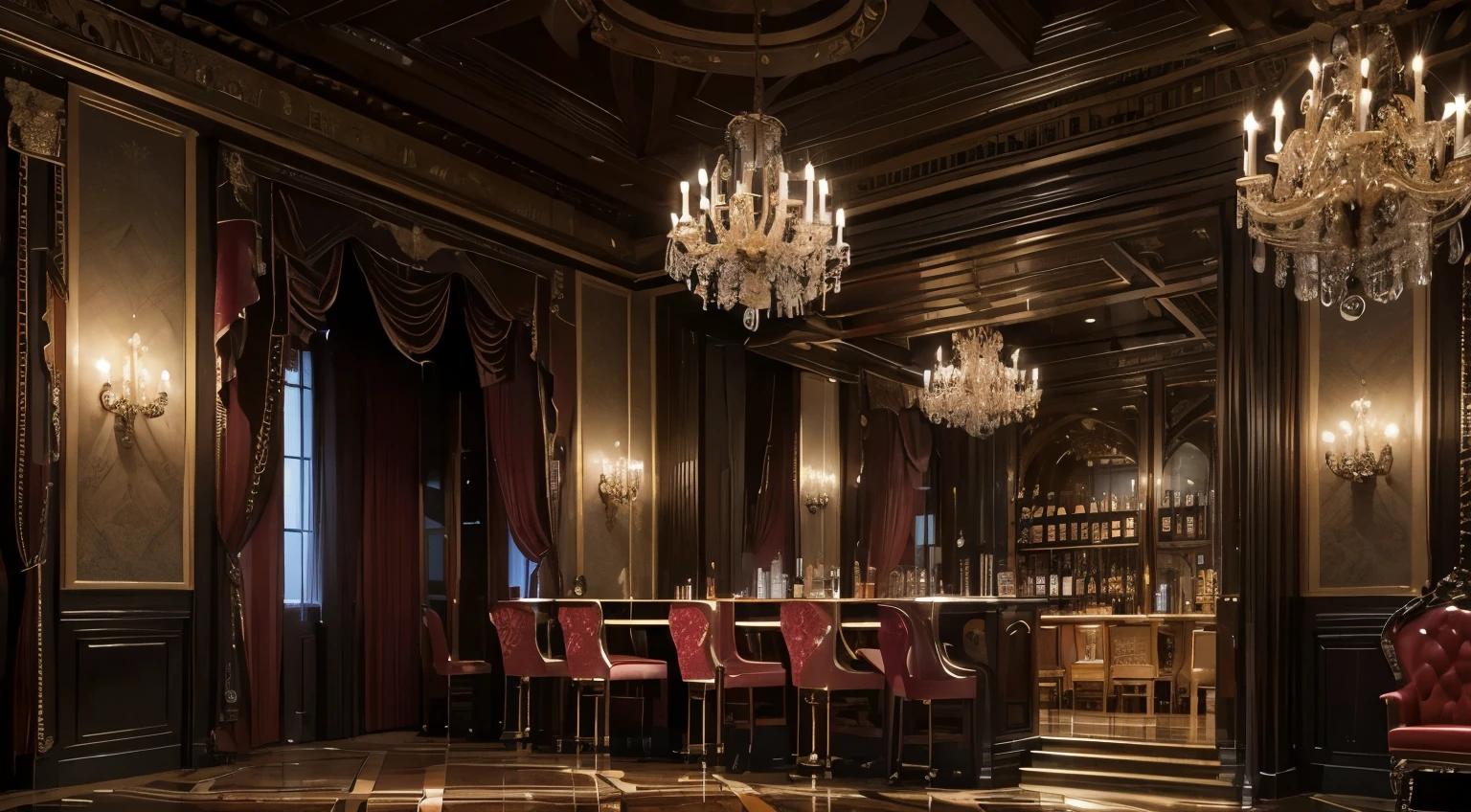 ((highest quality)), ((masterpiece)), (very detailed:1.3), 3D,、spanish dance hall、Where flamenco dancers dance、Not a high-end bar、dark、luxury decoration、There are no people、