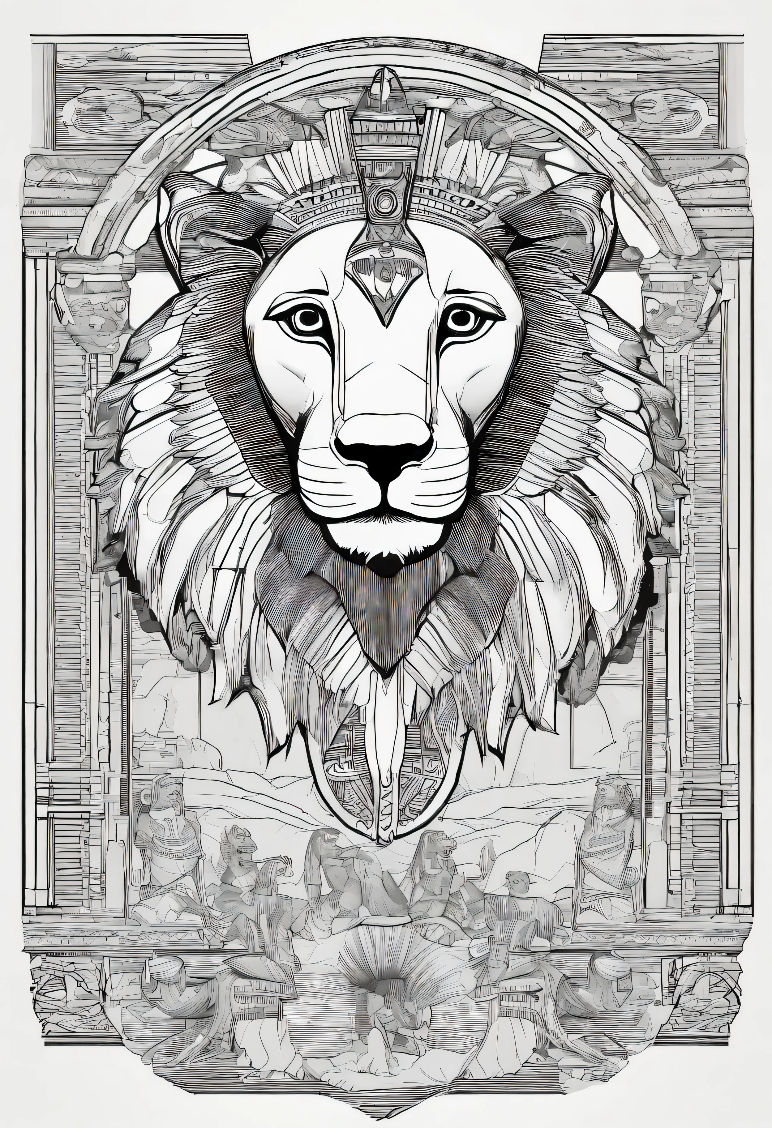 Egyptian lion art work.