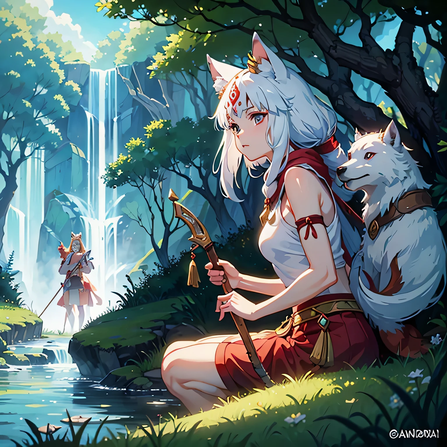 Princess mononoke, anime, - Ashitaka, the protagonist, wielding his bow
- San, the titular Princess Mononoke, with her red war paint
- Forest spirits, such as kodama, peeking from the trees
- Moro, the wolf goddess, with her pack
- The iron town, a contrast of nature and industry
- The forest, lush and teeming with life
