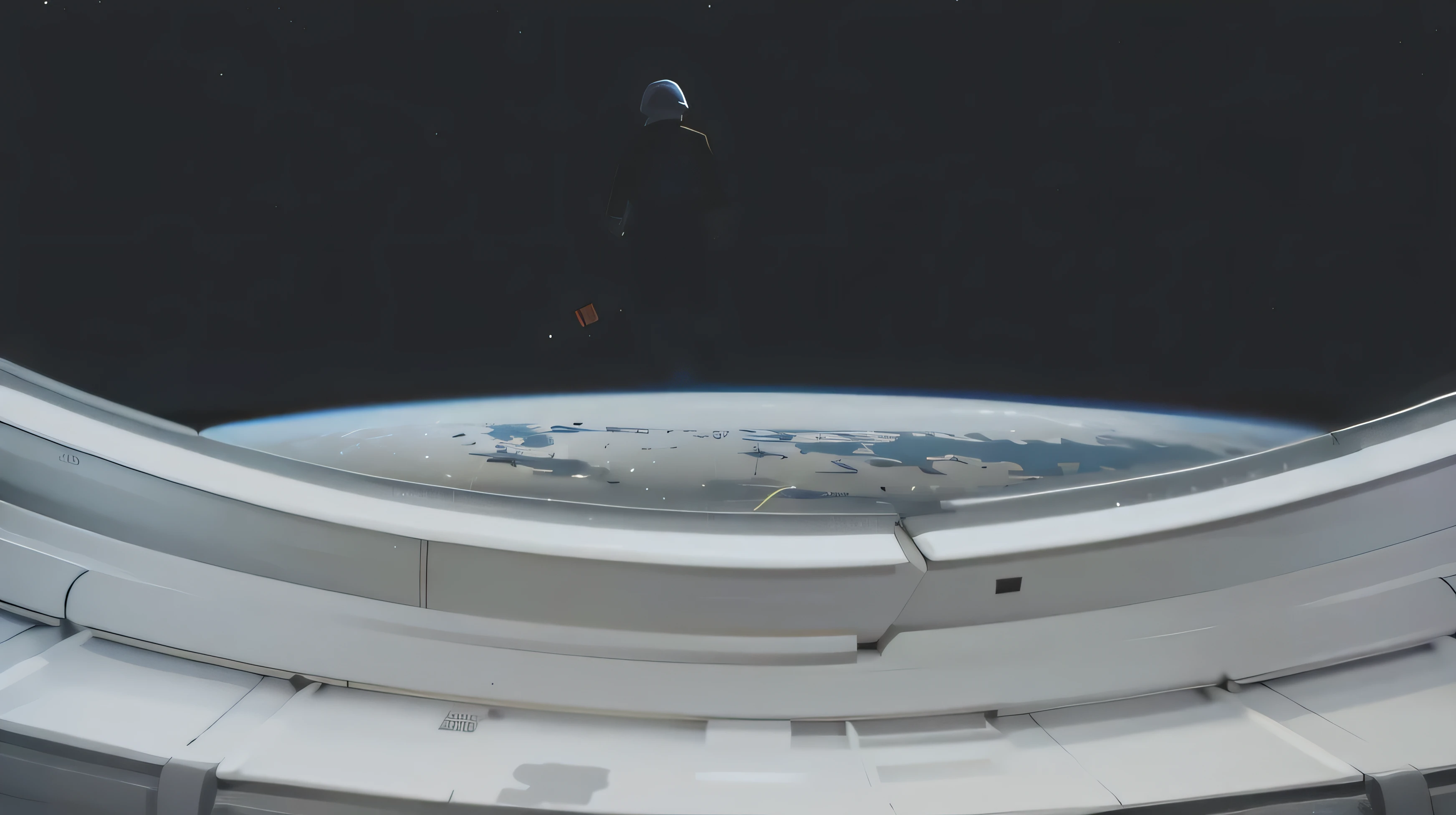 Side view of a man standing on a ledge in a space station, looking into space, view from the space, Real photos from NASA, travis scott flying over earth, Giant glass dome in space, space engine, space seen from window, windows into the space behind them, space portal, spaceship window, leaked from nasa, space walk scene