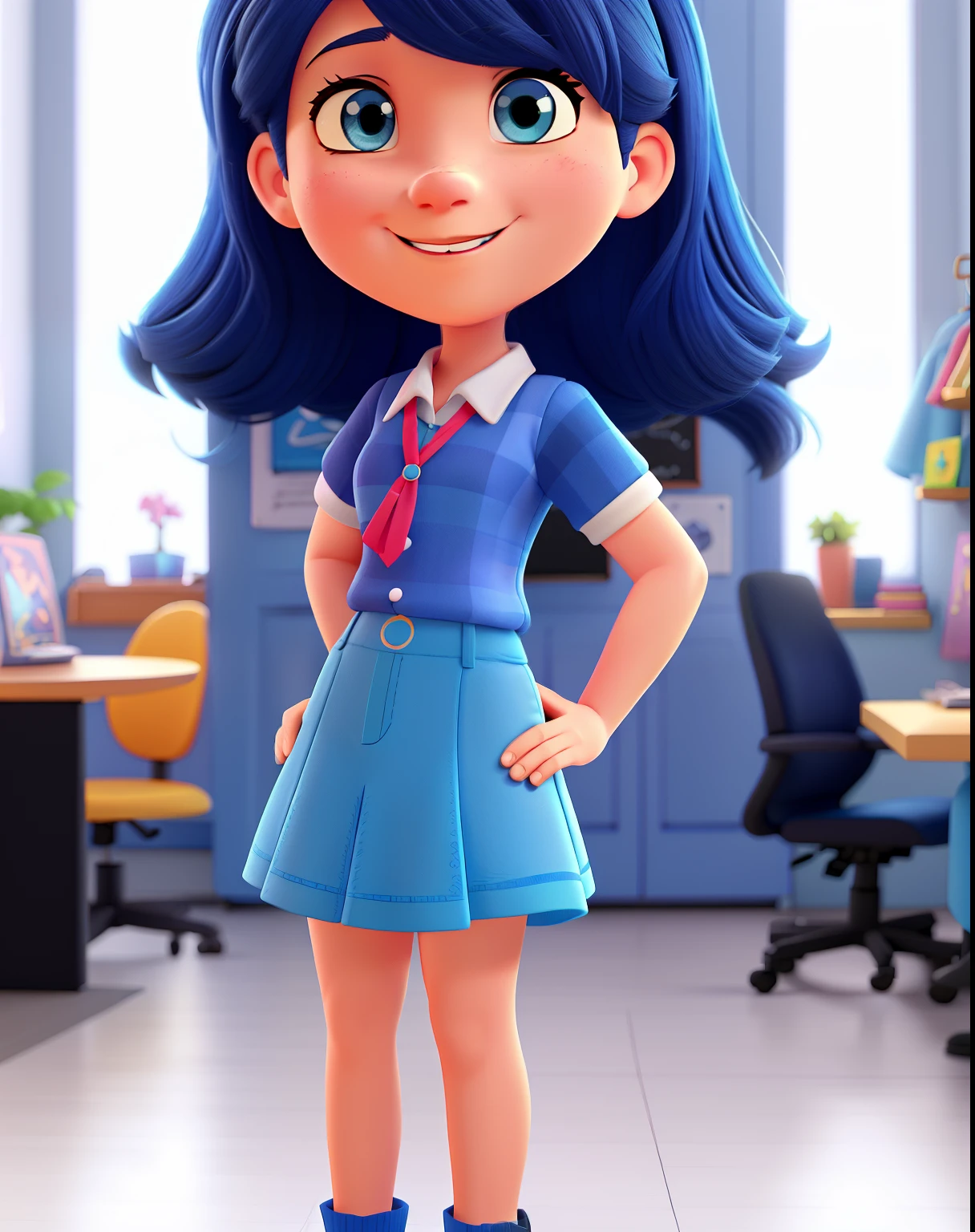 a cartoon woman in a blue shirt and blue Skirt
, in cartoon style, cartoon character, high detailed cartoon, toon rendering, cartoon style illustration, female lead character, cartoon artstyle, character full body portrait, charicature, cute cartoon character, high quality character design, animation character, full body character portrait, female character, cartoon digital art, cartoon illustration