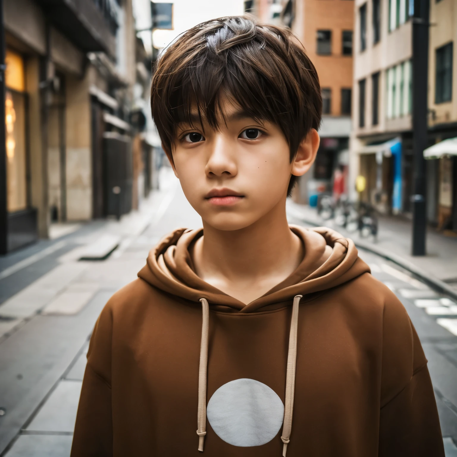 1 boy, (toned body), (alone), born, HDR, saiai kinuhata, alone, short hair, brown hair, brown eyes, jewelry, hoodie, hood, hoodie ;q