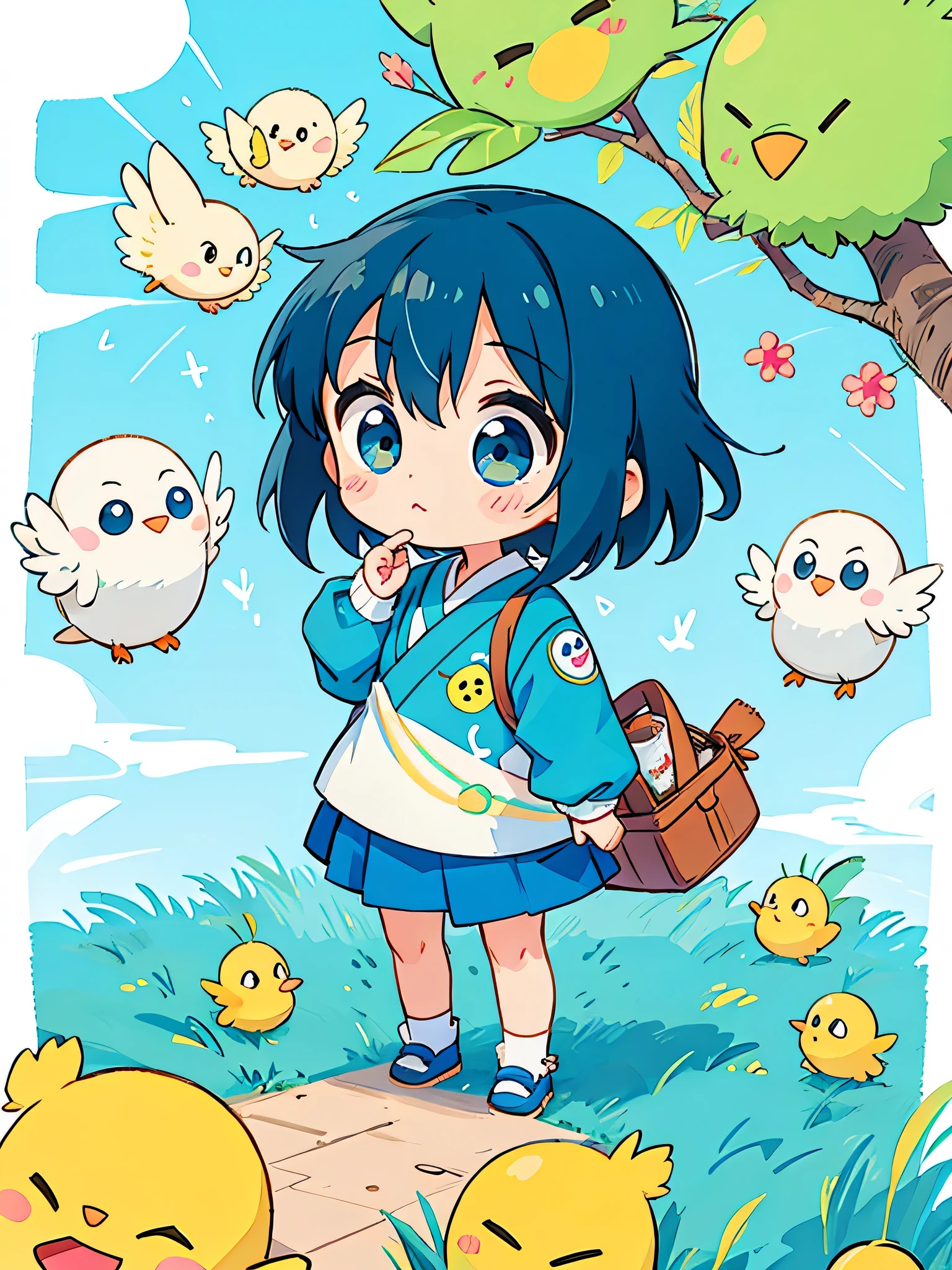 Fujio Akatsuka Style, Kawaii Design, most beautiful girl ever、Chibi, birdie、High walls