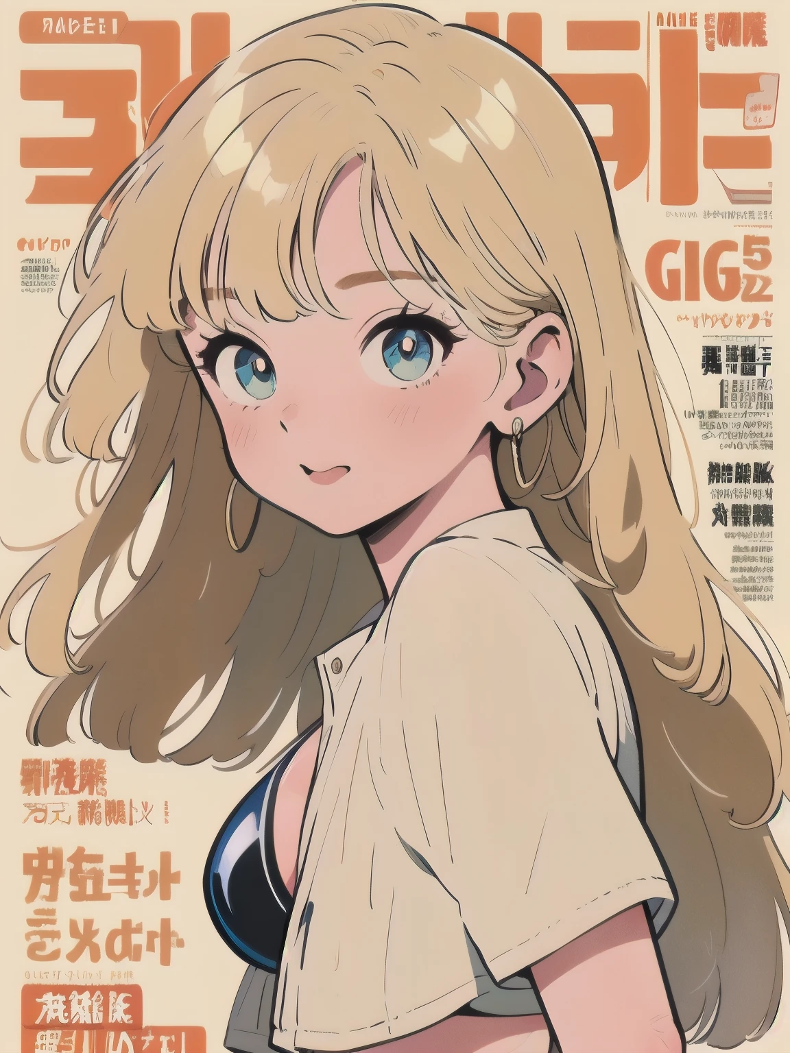 big eyes, Vector illustration,beautiful anime-style girl, clean small surfaces, Lofiato, Cute 1 girl, highest quality、ウルトラ - High resolution、High resolution、Highly detailed CG、8k unit wallpaper、、detailed and beautiful eyes, long hair、pigtails、(((Different types of super shiny latex bikinis)))、(tan skin:1.8), (tanlines:1.3)、vtuber full body model、(shiny body,:1.5)、various street fashion、oversized clothes、((From the side:2 , stretch your back))、(dynamic pose:1.1)、(magazine cover:1.4),blush, Sweat, please be shy、(Ahegao:1.5), stick out your tongue a little, ((portrait))