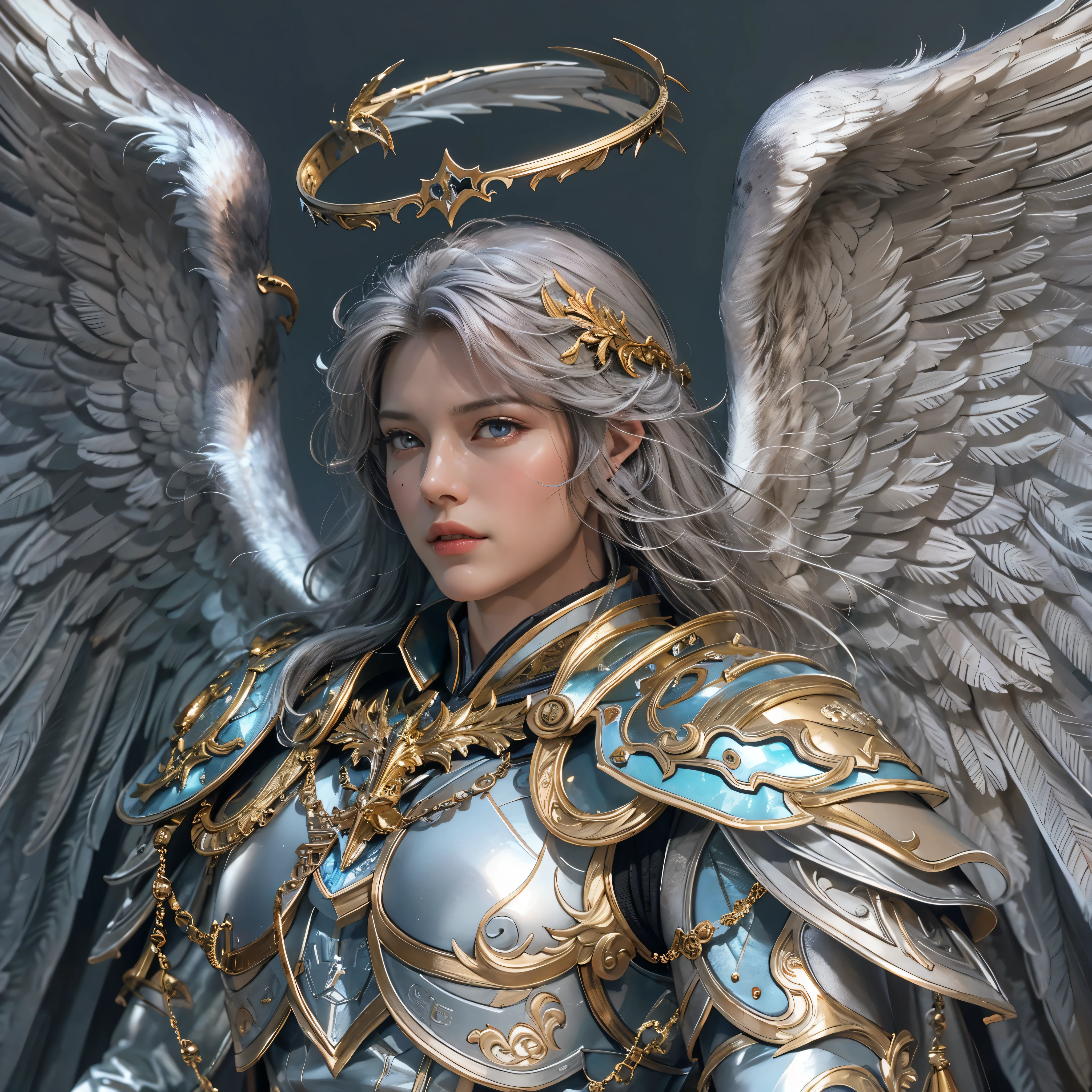 archangel michael、Four Archangel Last Piece,highest quality,super detailed,High resolution,High resolution,4k,Portrait in 4k,8K,8K portrait,unity 8k wallpaper,Highly detailed CG,realistic,Raw photo,real person,portrait photography,realistic,shiny skin,fine skin,