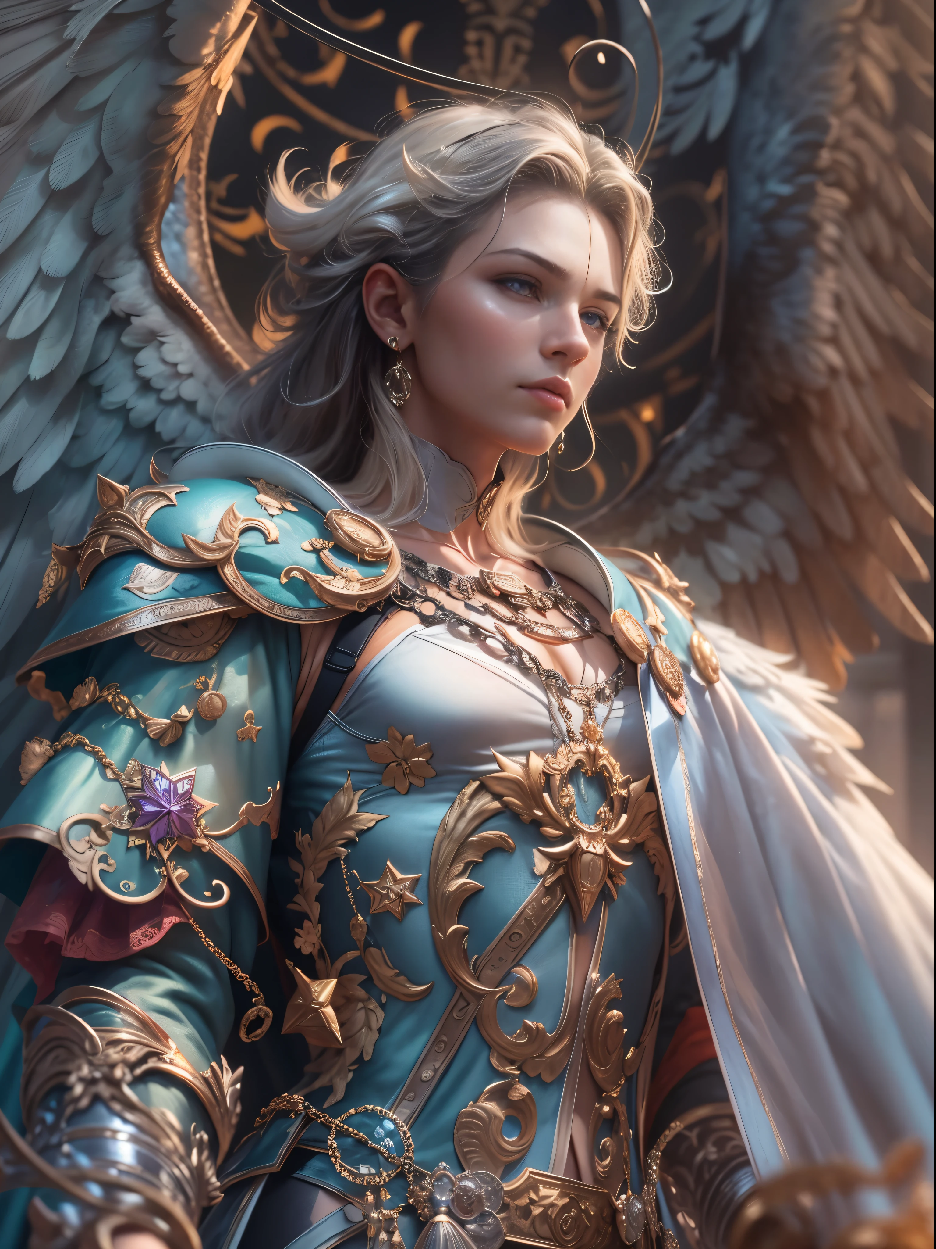 archangel michael、Four Archangel Last Piece,highest quality,super detailed,High resolution,High resolution,4k,Portrait in 4k,8K,8K portrait,unity 8k wallpaper,Highly detailed CG,realistic,Raw photo,real person,portrait photography,realistic,shiny skin,fine skin,