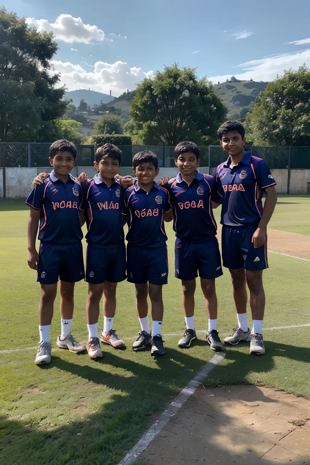 Cricket team plying children team undr hills