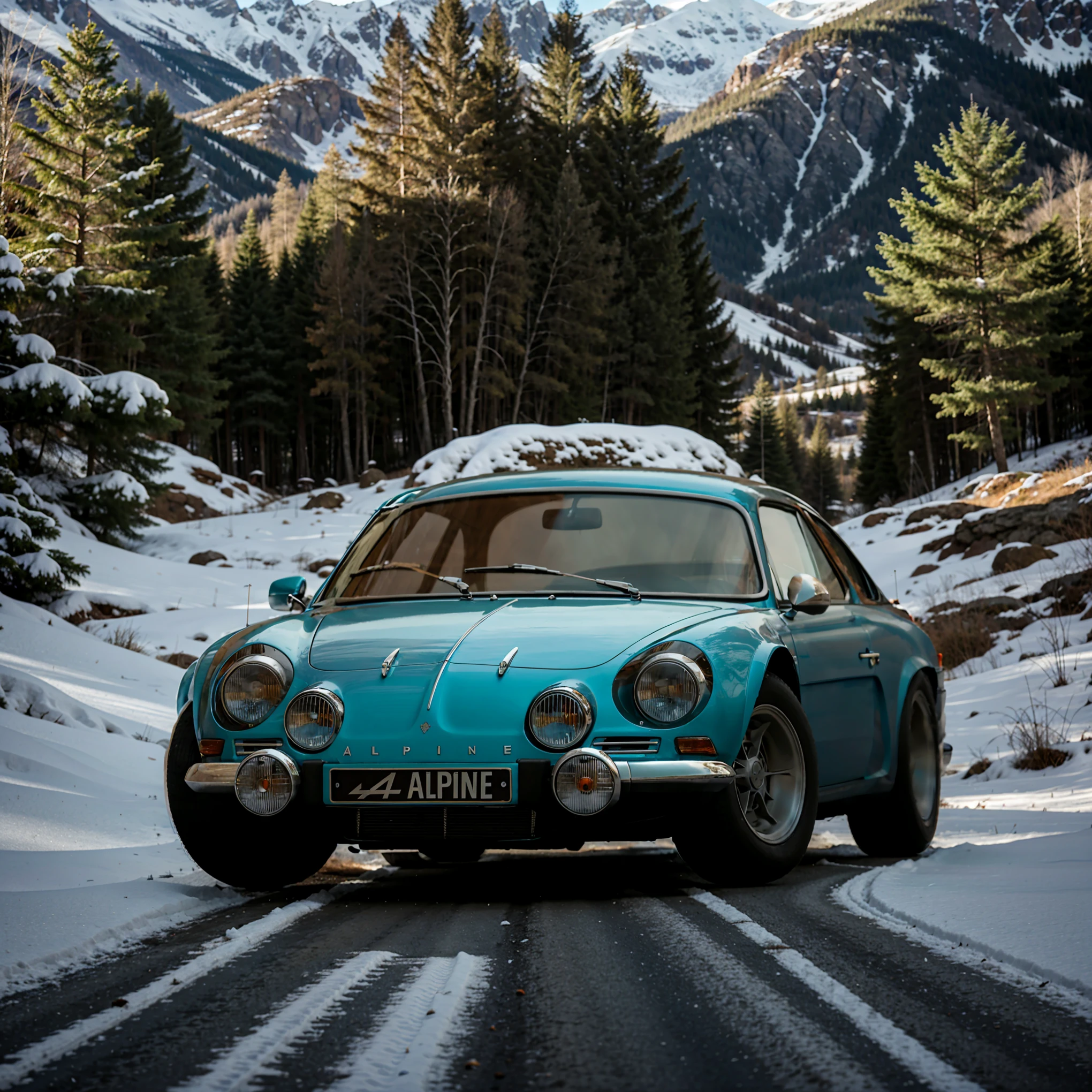 road on snowy mountains,Lens blur