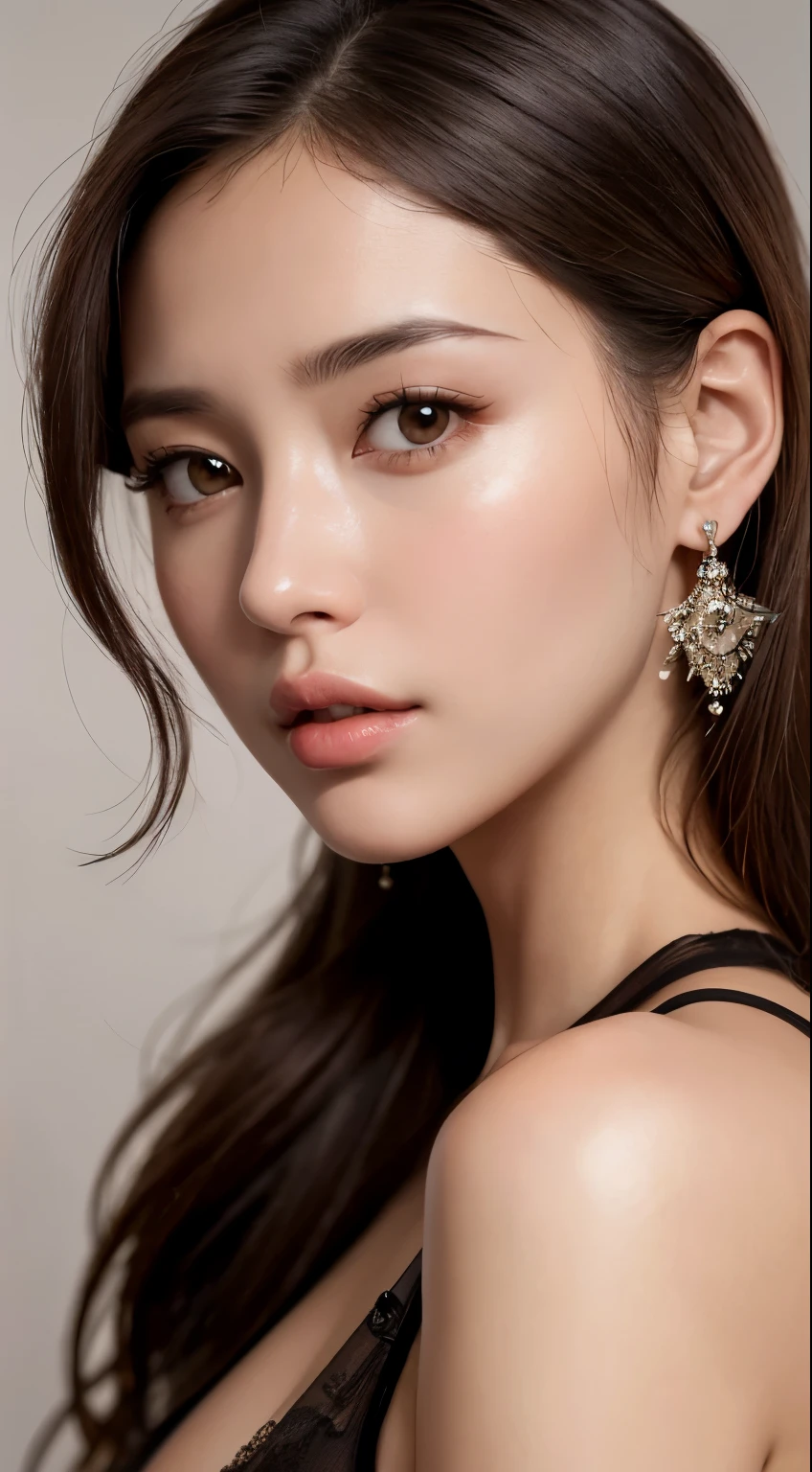 intense realism,(best quality,4k,master piece:1.3),Beautiful woman,1 girl,sexy and excited:1.1,dark brown hair:1.1,(super detailed face,lip details,detailed eye,beauty