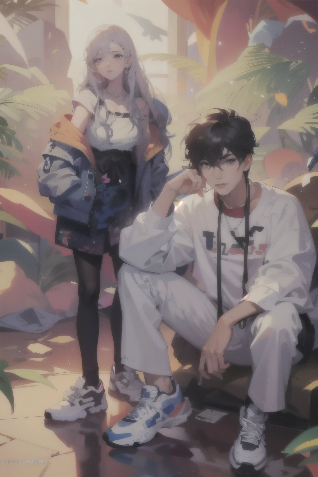 Anime couple in campus classroom, guweiz style artwork, guweiz, Anime 8k high quality anime art style, anime style, anime cover, anime style, style anime, Digital animation illustration, anime style4k