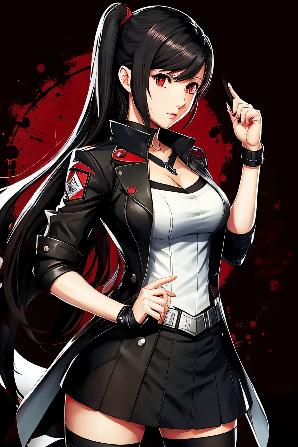 Tifa Lockhart Wearing A Shujin Academy uniform From Persona 5, in the art style of persona 5, Shigenori Soejima