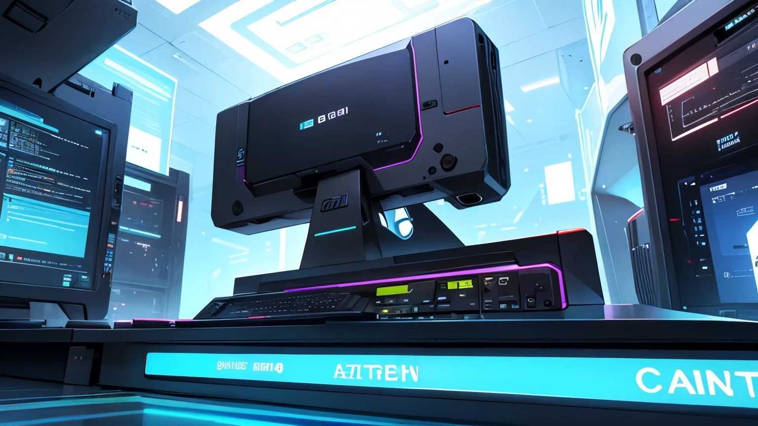 abstract image of computer, Randomly insert numbers and letters, futuristic text generating,