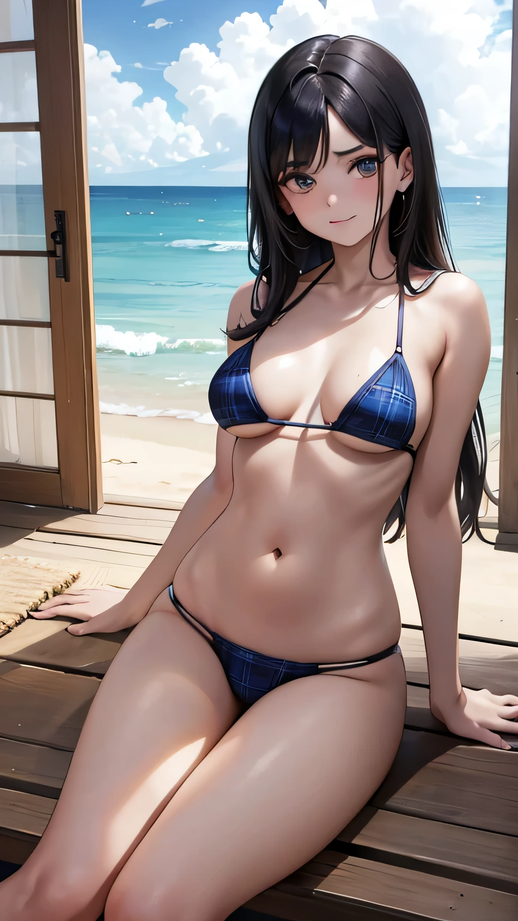 corpo todo,1 garota,sorriso caloroso,(figura perfeita,ser alto e magro),Sozinho,(ar livre:1), blue sky, concentre-se no peito,olhando para o mar,Rosto de Selina Gomez,Detalhe delicado rosto latino jovem, pele oleosa,(salva-vidas sexy, champagne plaid bikini with black), camel's foot, (lindos seios naturais, tamanho dos seios C90), peito saliente, (belo quadril),(beautiful hand),(bela coxa),fumar, vivid image,obra de arte, (Melhor qualidade:1.2),ultra-detalhado,realista,High definition,alta qualidade,cinematic light,rastreamento de raio,ultra high resolution,Ultra HD,(photorealista:1.4),detalhes intrincados,textura detalhada,finamente detalhado,alta qualidade shadow, Fundo da praia de Miami, head to feet, dedo de camelo, Hands on the floor,, na floresta, virilha aberta 10cm