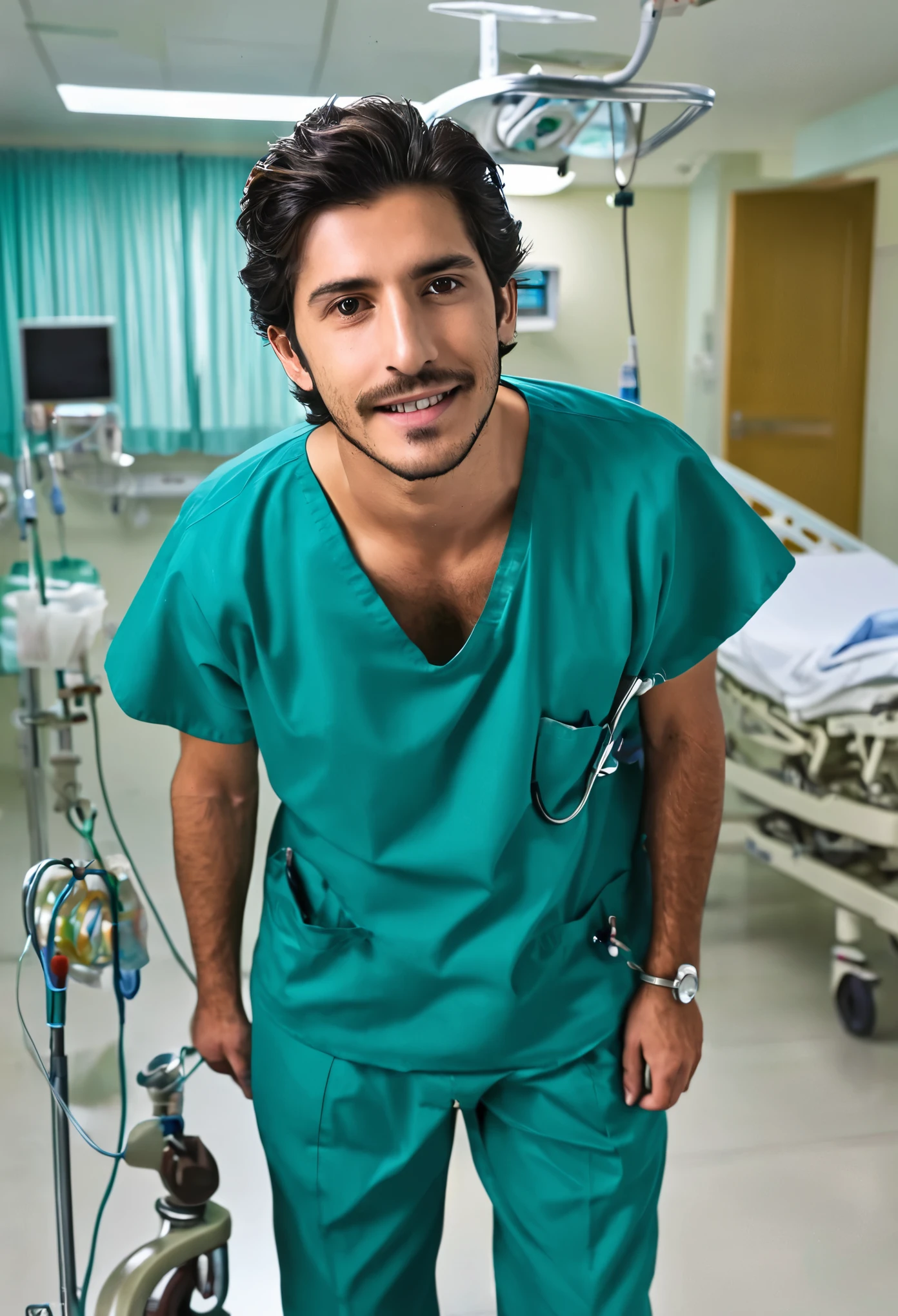 Expandir a imagem de homem internado na hospital.