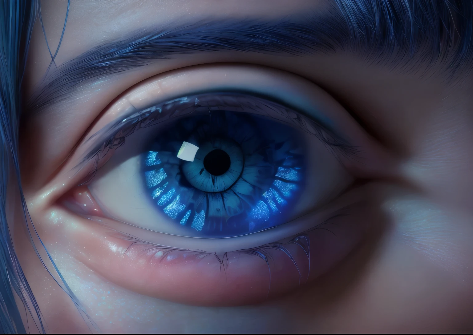 (8k, RAW photo, best quality, masterpiece:1.2), (realistic, photo-realistic:1.37), ultra high res, ultra-detailed, girl, professional lighting, photon mapping, radiosity, physically-based rendering, beautiful detailed eyes, symmetrical eyes, detailed eyebrows, light on face, looking at viewer, ((blue pink hair)), ((night sky))