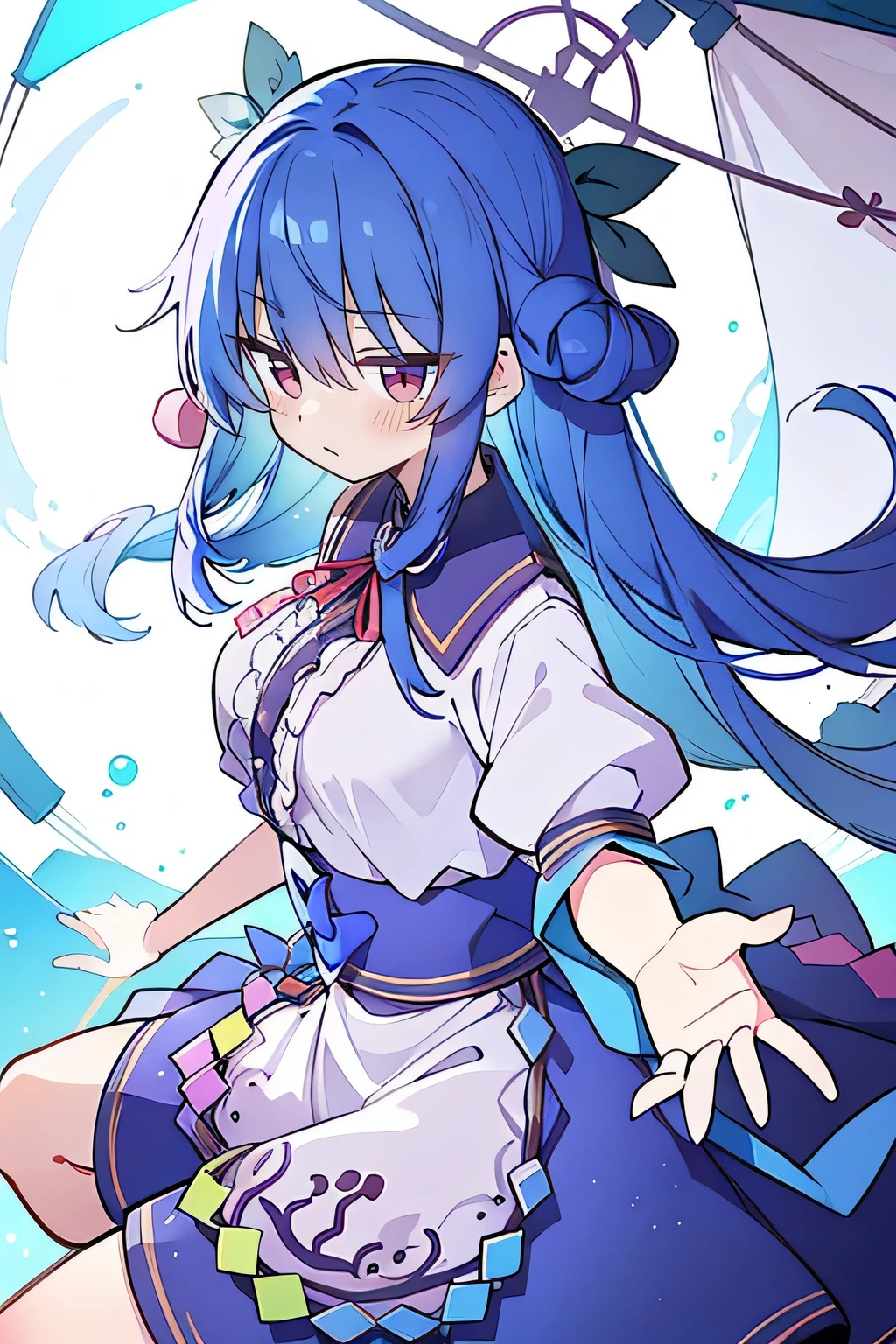 (masterpiece),best quality, expressive eyes, perfect face, 1girl,
bungalow , Put your hands on your waist,Fair, Gorgeous,japanese manga,girl,Laura,young angel, blue hair, blue haired,tent , tent chest, tent breast, floating clothes,grab your waist, grab your waist