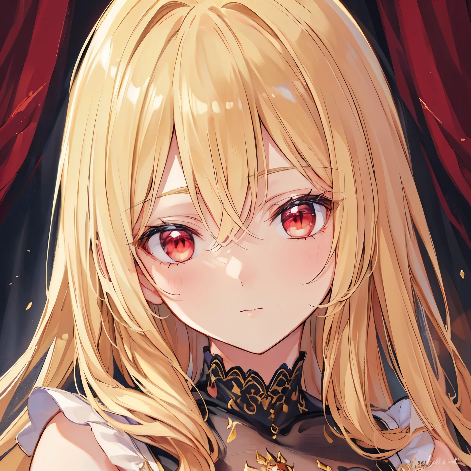 ((Highest quality)), ((masterpiece)), (detailed), （Perfect Face）、The woman is Tiare, a green-eyed, blonde, medium-length-haired woman who is the Queen of Darkness.