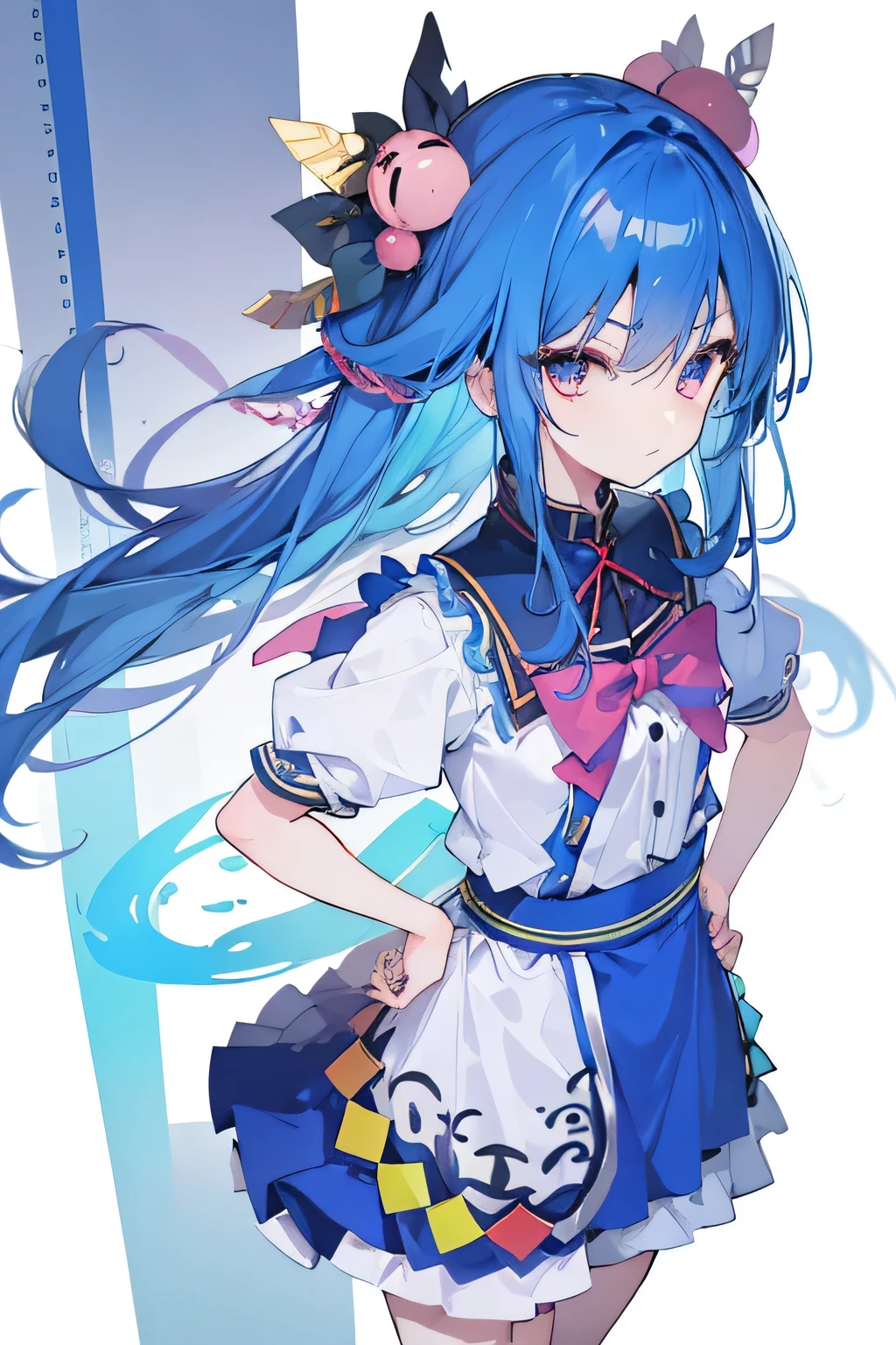 (masterpiece),best quality, expressive eyes, perfect face, 1girl,
Put your hands on your waist,fair, Gorgeous,Japanese cartoons,girl,lola,Hina Angel, blue hair, blue haired, floating clothes,Grab your waist, Grab your waist, hands on hips , hands on hips,sit, sit on ground, Legs on the ground, flat chest
