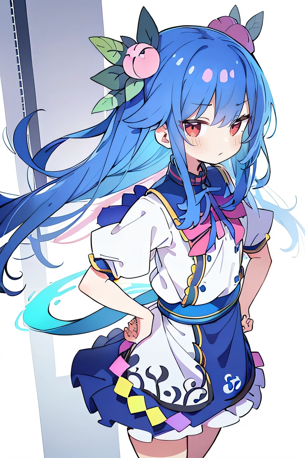 (masterpiece),best quality, expressive eyes, perfect face, 1girl,
Put your hands on your waist,fair, Gorgeous,Japanese cartoons,girl,lola,Hina Angel, blue hair, blue haired, floating clothes,Grab your waist, Grab your waist, hands on hips , hands on hips,sit, sit on ground, Legs on the ground, flat chest