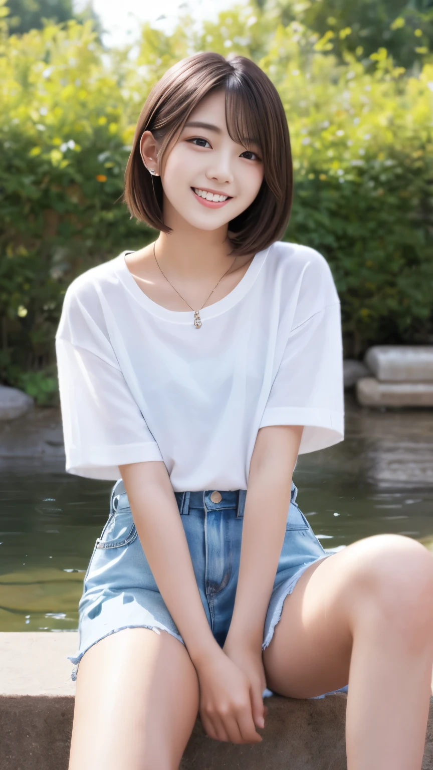 idol japanese,,short hair, [[[[close]]]], [[[[chest]]]], [[[[head]]]], [[[[shoulder]]]], perfect eyes, perfect iris, perfect lips, perfect teeth, perfect skin, soft front light, shine, HDR, (calm colors:1.2),whole body,thick thighs,smile