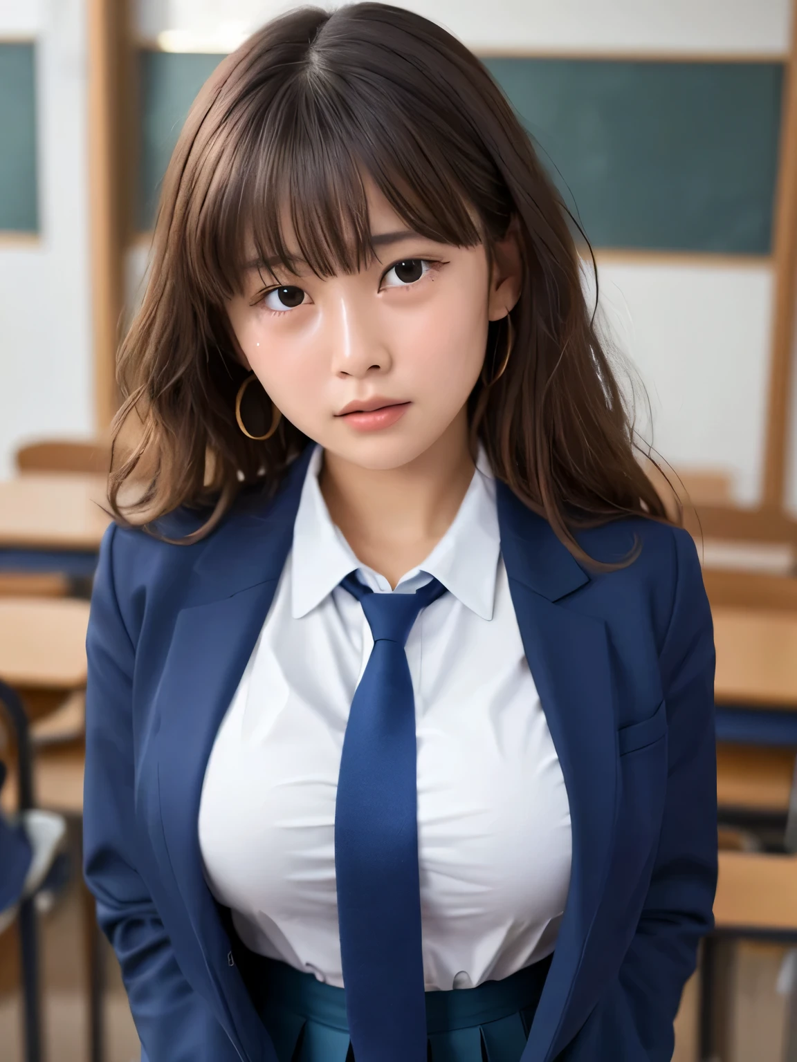 (1 girl), (sexy look:1.5), (flat chest:1.3), (very detailed目, very detailed顔), (超realistic, High resolution), (highest quality:1.4), (hyper quality), real skin texture, RAW photo, (realistic, Photoreal:1.37), very detailed, professional photography, (school uniform, pleated skirt:1.3), (look at me), (School, classroom), ((Face to face with me:1.4)), (from below:1.3), realistic private parts, lace panties, Japanese high school girl、超highest quality、masterpiece、超High resolution、written boundary depth、(Photoreal:1.4)、(award winning photos、信じられないほどのmasterpiece:1.3) 、RAW photography、golden ratio、Highly detailed CG Unity 8k wallpaper、detailed and complex、original、High resolution、RAW photo、(perfect body shape)、detailed and complex、Digital single-lens reflex camera、soft writing、(background person blur:1.1)、Sigma 85mmF/1.4、50mm Lenac lighting、nffsw、hyper real、color grade, Rear view,from below:1.3), (((Holding the hem of her skirt, she opens her legs and shows off her real pussy.:1.4))),