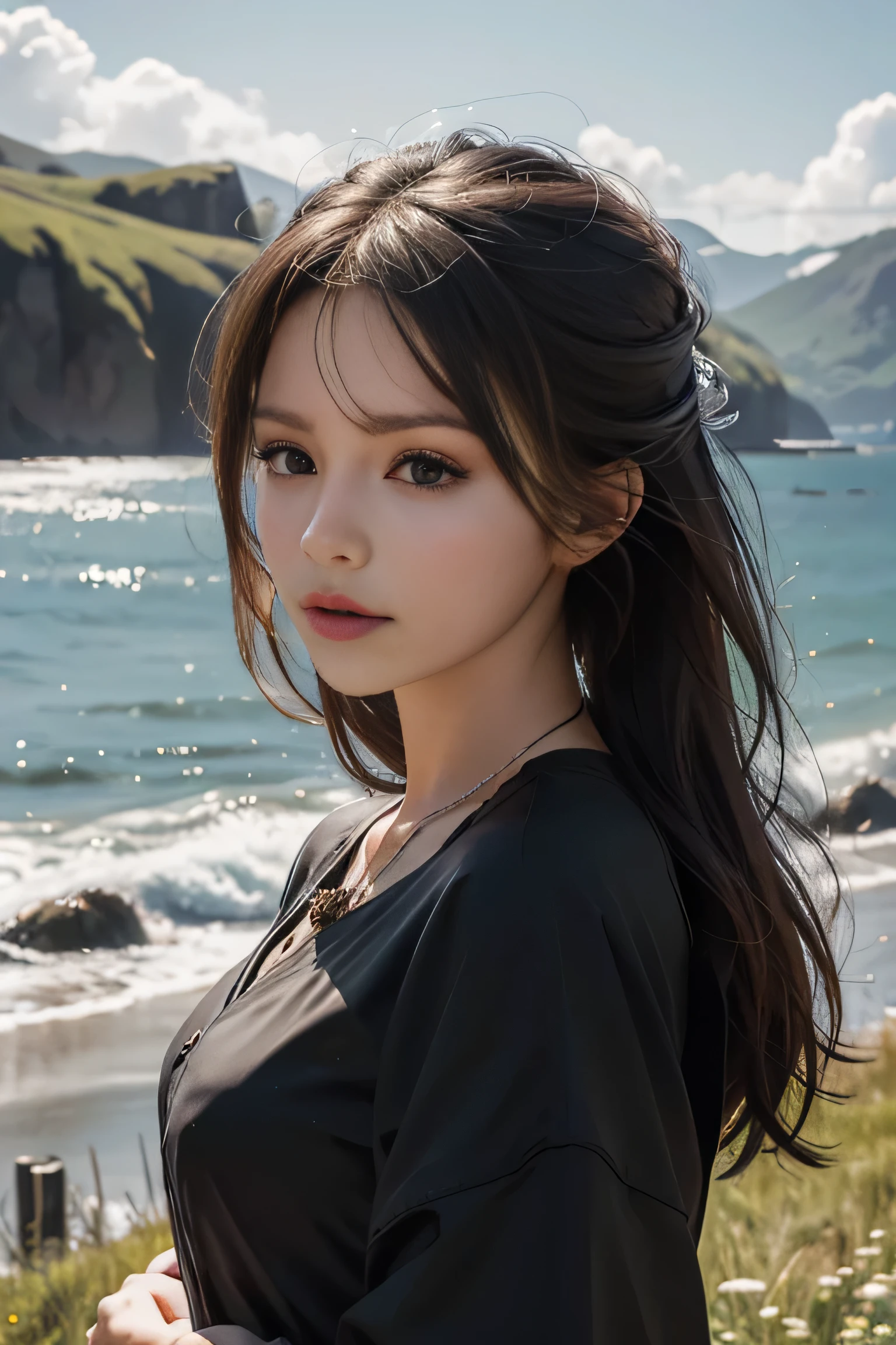 brown hair、