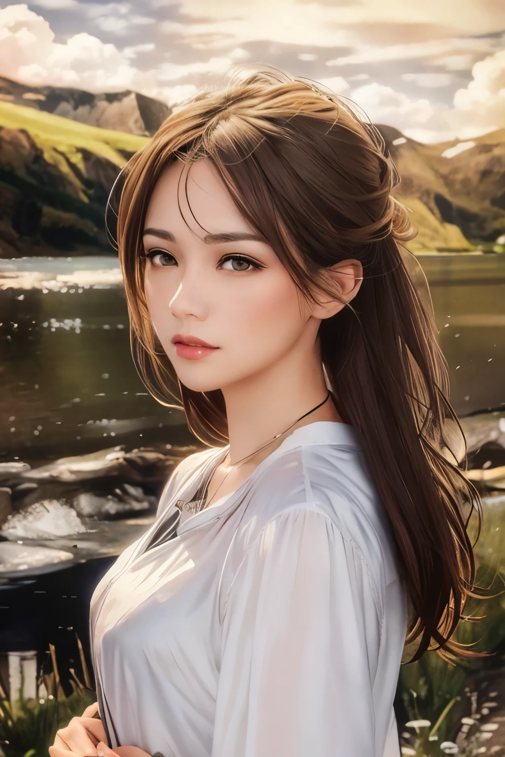 brown hair、