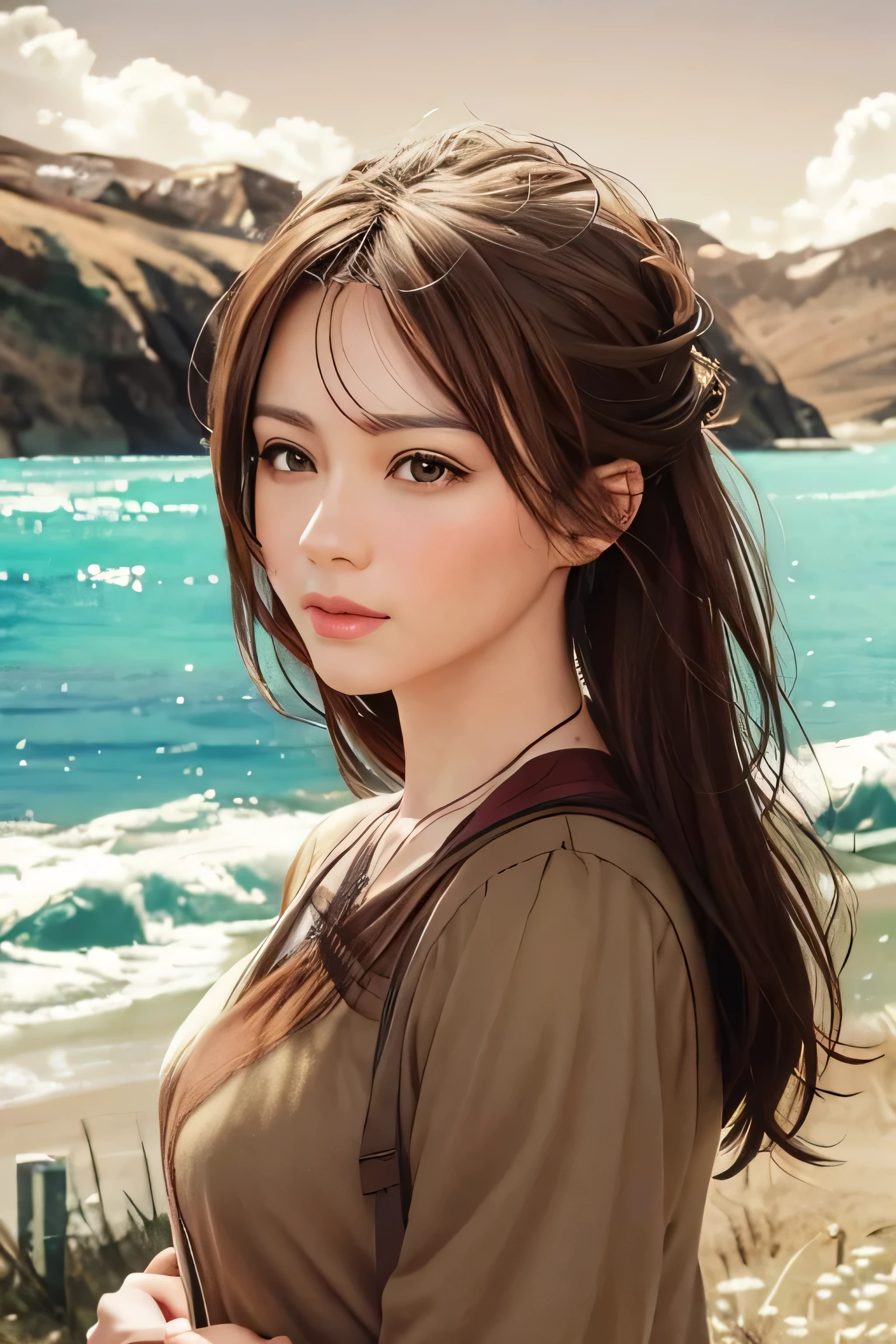 brown hair、