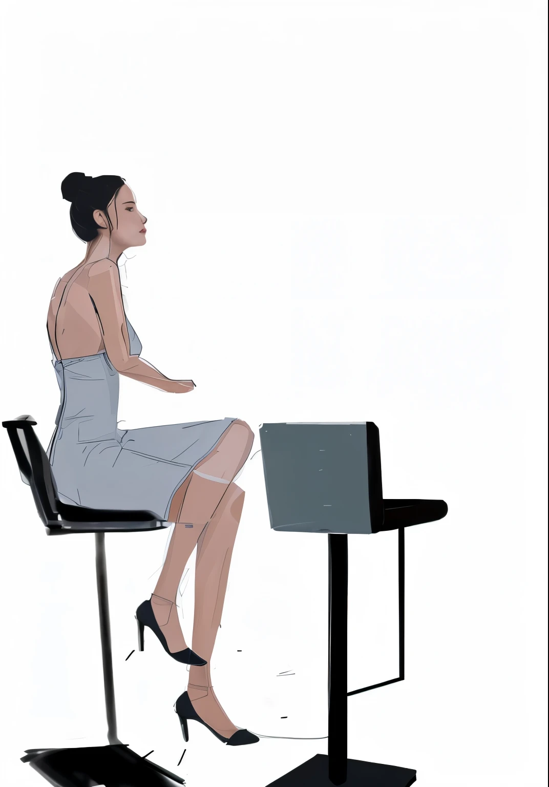 there is a woman sitting on a chair with a laptop, woman sitting, Sitting at the table., Digital art of elegance, sitting on the table, sitting on the table, sitting on the table, sitting on a chair, Scope rotation, Endoscopy, Sitting at the table., Sitting behind a desk, Sitting at the table., 2D illustration, 2D illustration