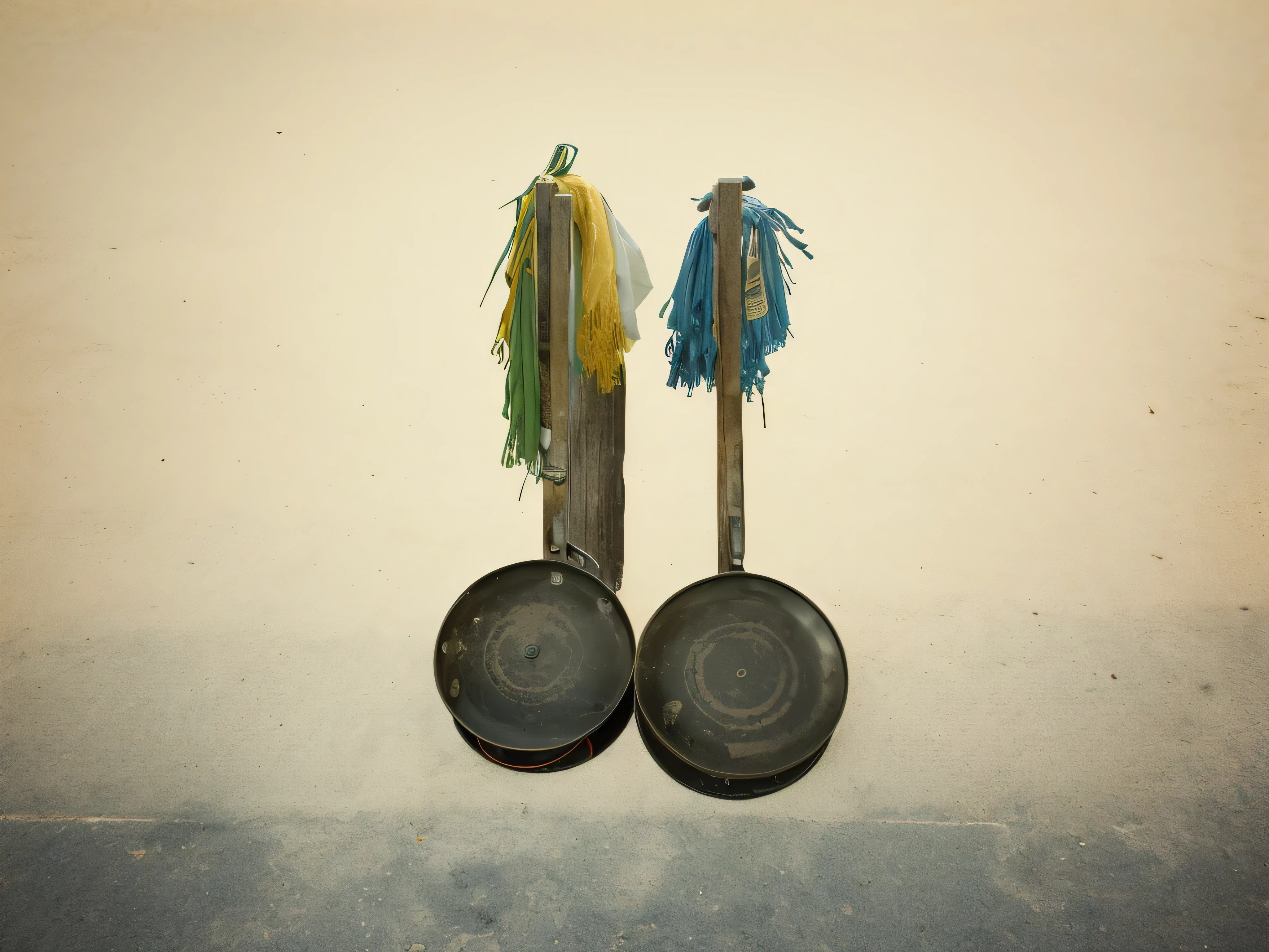 Two pots and pans on the ground, Object placed on the ground，Alexandra Formina, Alison Geisler, Sebastian Kruger, Daniela Tkachenko, Sergey Krasovsky, David Kasan, author：Dietmar Damelao, author：Rainer Maria Ratzke, Victor Antonov, Martin Emond, Sergey Zabelin, benjamin vnuk