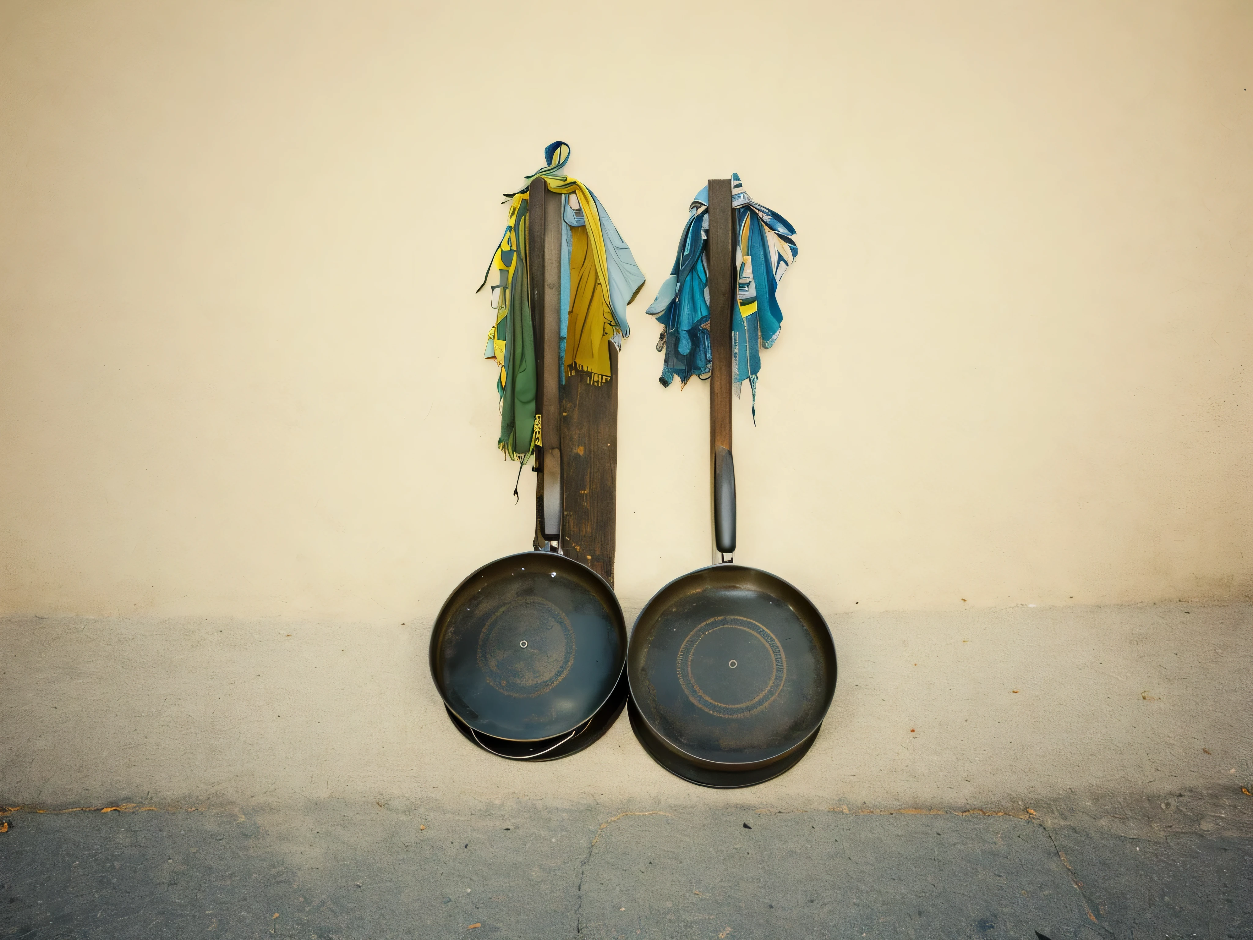 Two pots and pans on the ground, Object placed on the ground，Alexandra Formina, Alison Geisler, Sebastian Kruger, Daniela Tkachenko, Sergey Krasovsky, David Kasan, author：Dietmar Damelao, author：Rainer Maria Ratzke, Victor Antonov, Martin Emond, Sergey Zabelin, benjamin vnuk