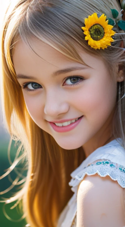 girl, 3 year old blonde,Tags : highly detailed, photo, super high resolution, 8k, highly detailed, 8k wallpaper, (intricate details), (highly detailed), 8k hdr, highly detailed, lots of details, high quality, pretty face, pretty eyes, smiling face, (top quality), colorful pretty girl, flower on her head holding, light on face while mixing splash water, super realistic photo, dramatic scene