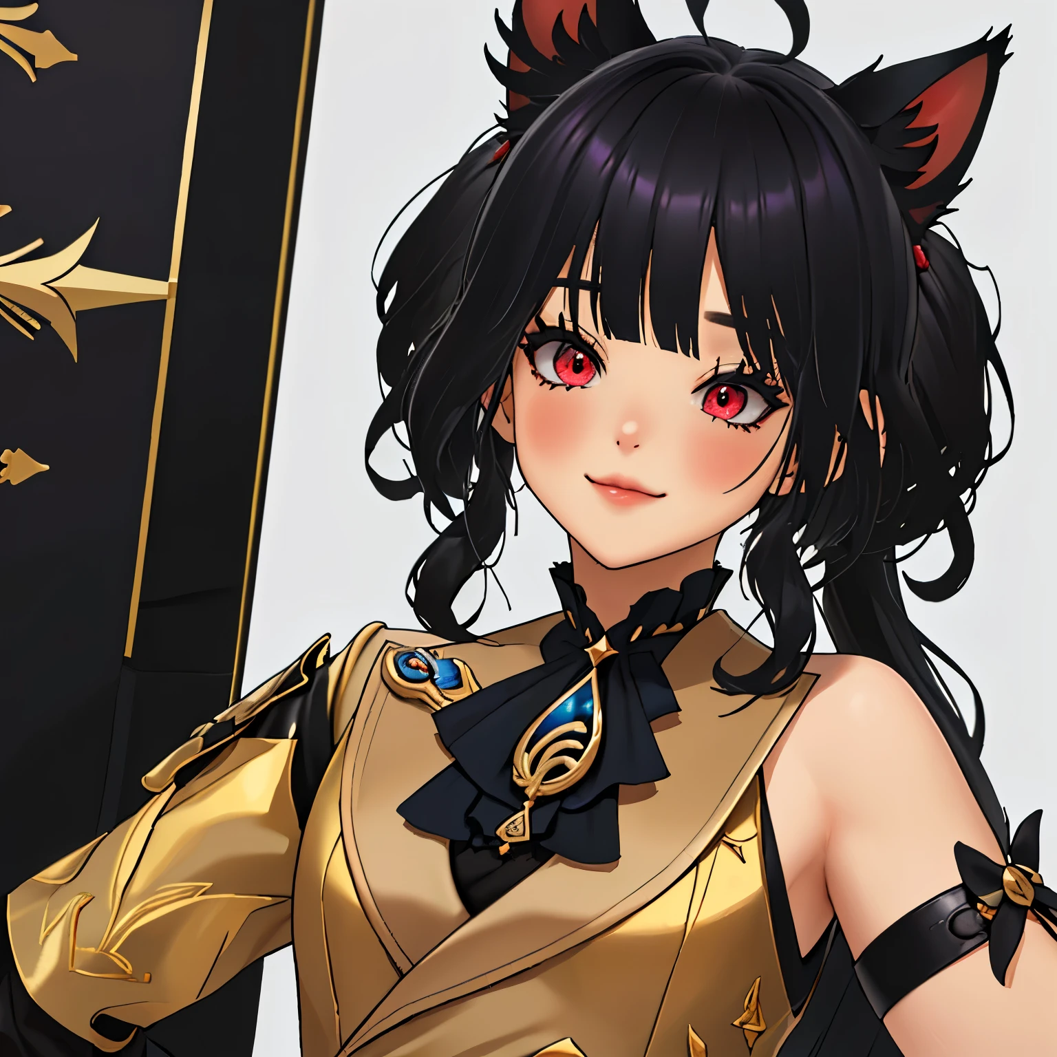 Furina, surrealismo, 8K, Super detail, Hidro Aarchon, muslos de Thicc, session, cara malcriada, presumido, Hermosos ojos, genshin, Obra maestra, La mejor calidad, Ultra detallado, illustration, epic lighting, cinematographic composition, isometric, 1 chica, solamente, Hermoso,mirada encantadora, Pose cautivadora, adentro, Mirando al espectador, sonrojarse, sonrisa seductora, boca cerrada, malcriado, presumido(8K:1.1), 20 years, ,((long hair slightly wavy slightly past the shoulders, black bangs, small black pigtails on the sides, cute cat ears, beautiful thin red eyes)),