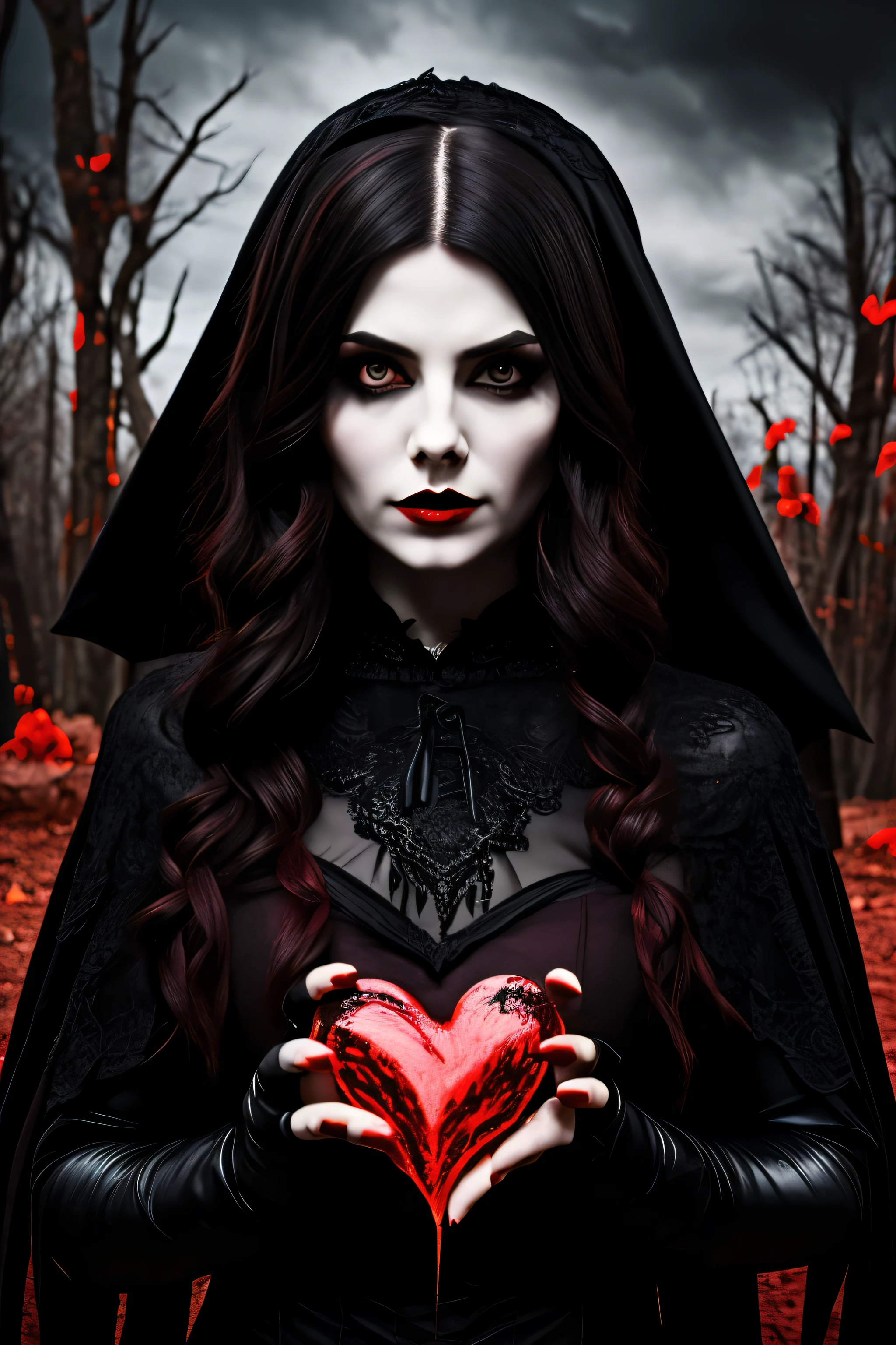 The bloodthirsty dark witch eats the heart