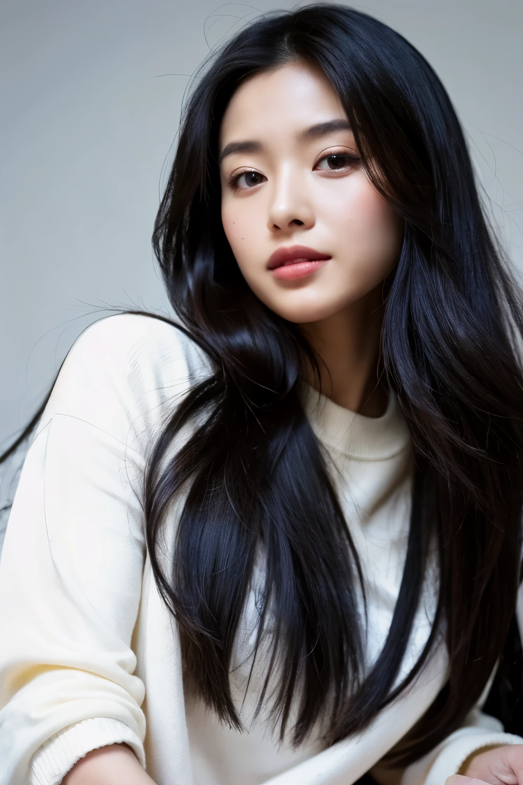 ((highest quality)), ((masterpiece)), (be familiar with), perfect face long black hair