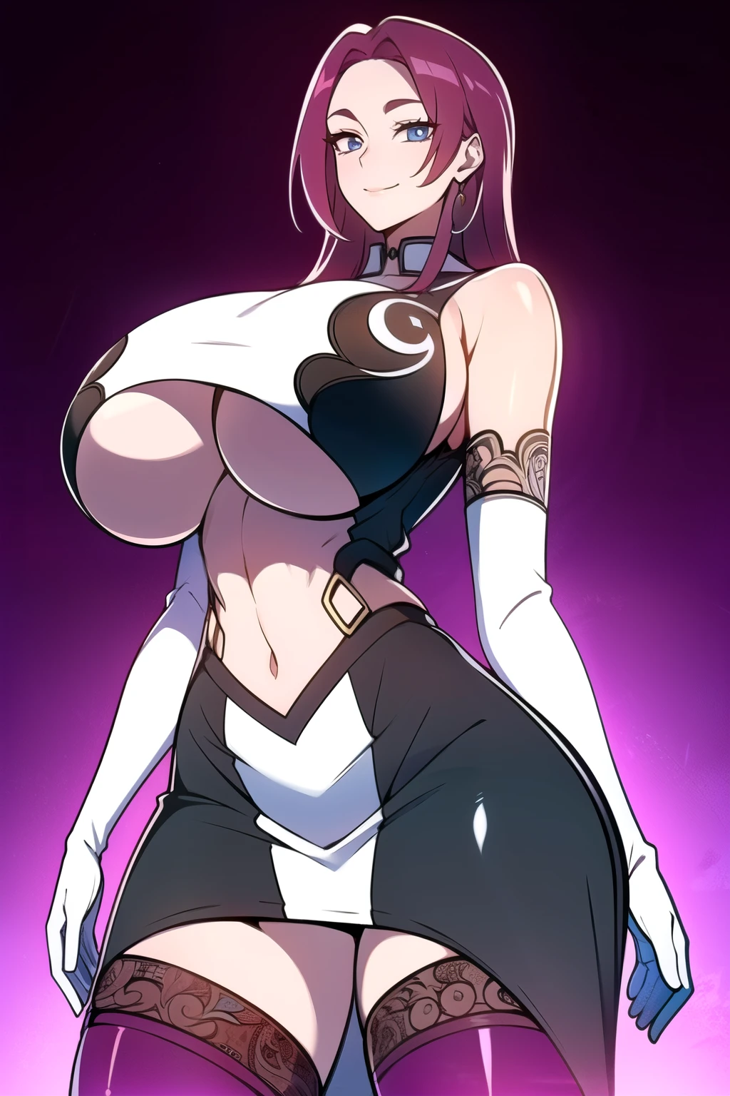 ultra realistic 8k cg, masterpiece, (( intricate detail, highly detailed, fine details best quality, hyperdetailed face)), gigantic breasts ,beautiful lighting, absurdres, BoaHancockV2, 1girl, solo, red hair, long hair, jewelry, closed mouth, ), (chinese dress, (underboob : 1.4), elbow gloves, thigh boots, split skirt, bare shoulders, curvy, midriff, curvy, thighs, shiny clothes), blue eyes, (complex detailed background, inside, luxury palace), ((cowboy shot)), curvy, (gigantic breasts: 1.1), seductive smile, cowboy shot,