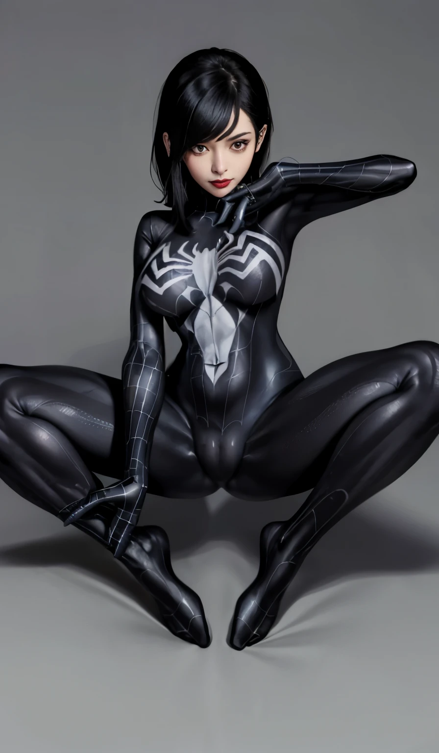 4K，realistically，charming，tsundere ，mature，royal sister,very detailed，There is a girl in Dingcheng，Wearing black Spider-Man costume（Spider-Man Venom Black Suit），（black and white：1.4） night,symbiont，poison，lots of mucus,corrupted cybernetic demons, melted robots, ruined art, fine details, tentacles, wrapped in black tentacles, covered with tentacles, some tentacles are touching her,She is a hero，Black superhero theme，close-up of a person painted with black paint, in front of the sky，complexion，( spread legs， camel toe，， vulva shape：1.3）,(GGcamel toe:1.3)，25 years old，Full body female love