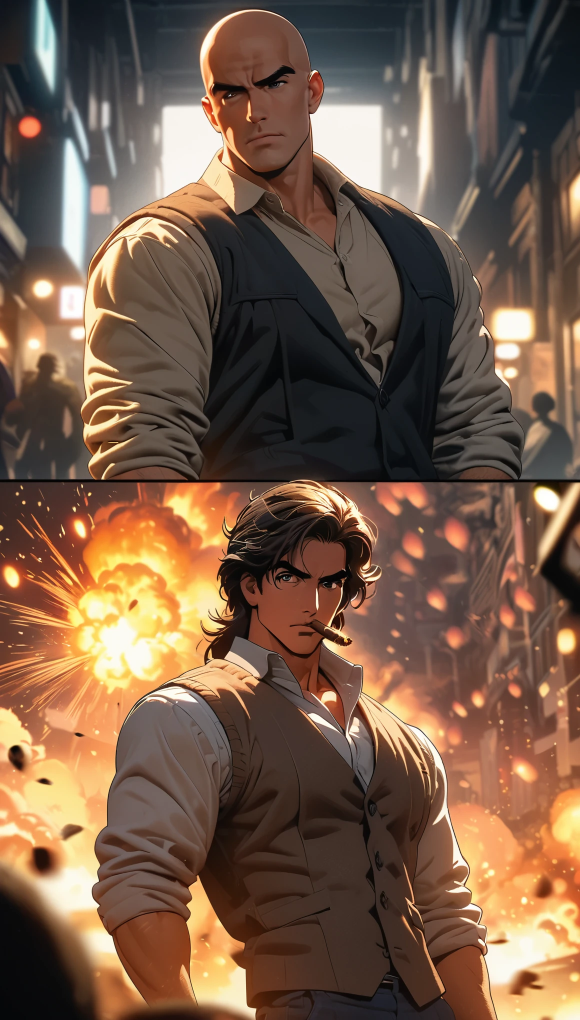 Comic city hunter style，25-year-old heroic female killer，seaside，Pointing a pistol at me，open fire，water droplets，colorful，Japanese cartoonist Tsukasa Hojo&#39;s style，depth of field，OC renderer，Movie lighting，Super fine，Super detailed，complex，cinematic perspective，CG art，