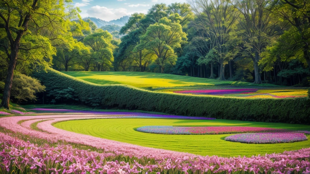 (highres,professional,photorealistic) field of flowers on a spring morning, colorful blooms, vibrant petals, gentle sunlight, soft breeze, dew drops glistening, fresh green grass, peaceful setting, breathtaking landscape, endless rows of flowers, bees buzzing around, birds chirping, stunning natural beauty, tranquil atmosphere, a touch of romance, soothing and rejuvenating, perfect harmony between nature and man-made art, delicate details, impeccable composition, professional lighting techniques, capturing the essence of spring, vibrant colors, lifelike textures, inviting and captivating, ethereal and dreamlike ambiance, immersive experience, natural symphony of sights and sounds