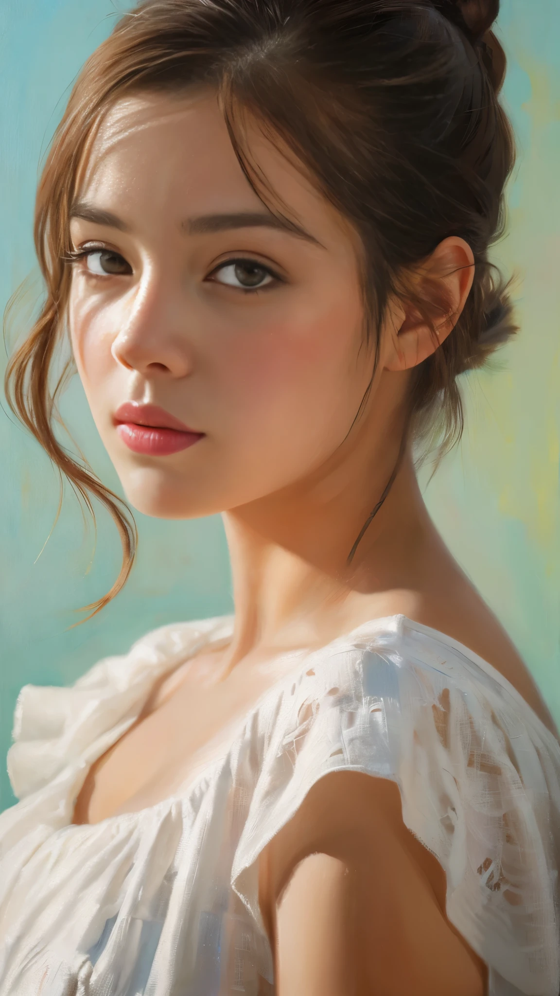 realistic, painting, girl portrait, masterpiece, highest quality