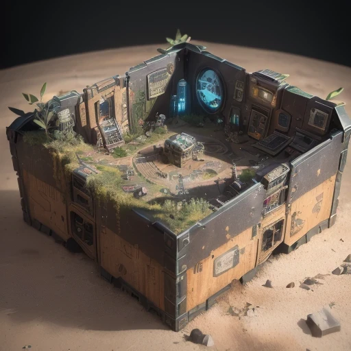 6598年Mars realistic model, (bifurcation, original photo, best quality, masterpiece:1.4),SteampunkCyberpunk6820 City,(CyberpunkMars light:1.3), Mars (related to land),(in a small nature box:1.3),Isometric, small nature, landscape on foundation,landscape,