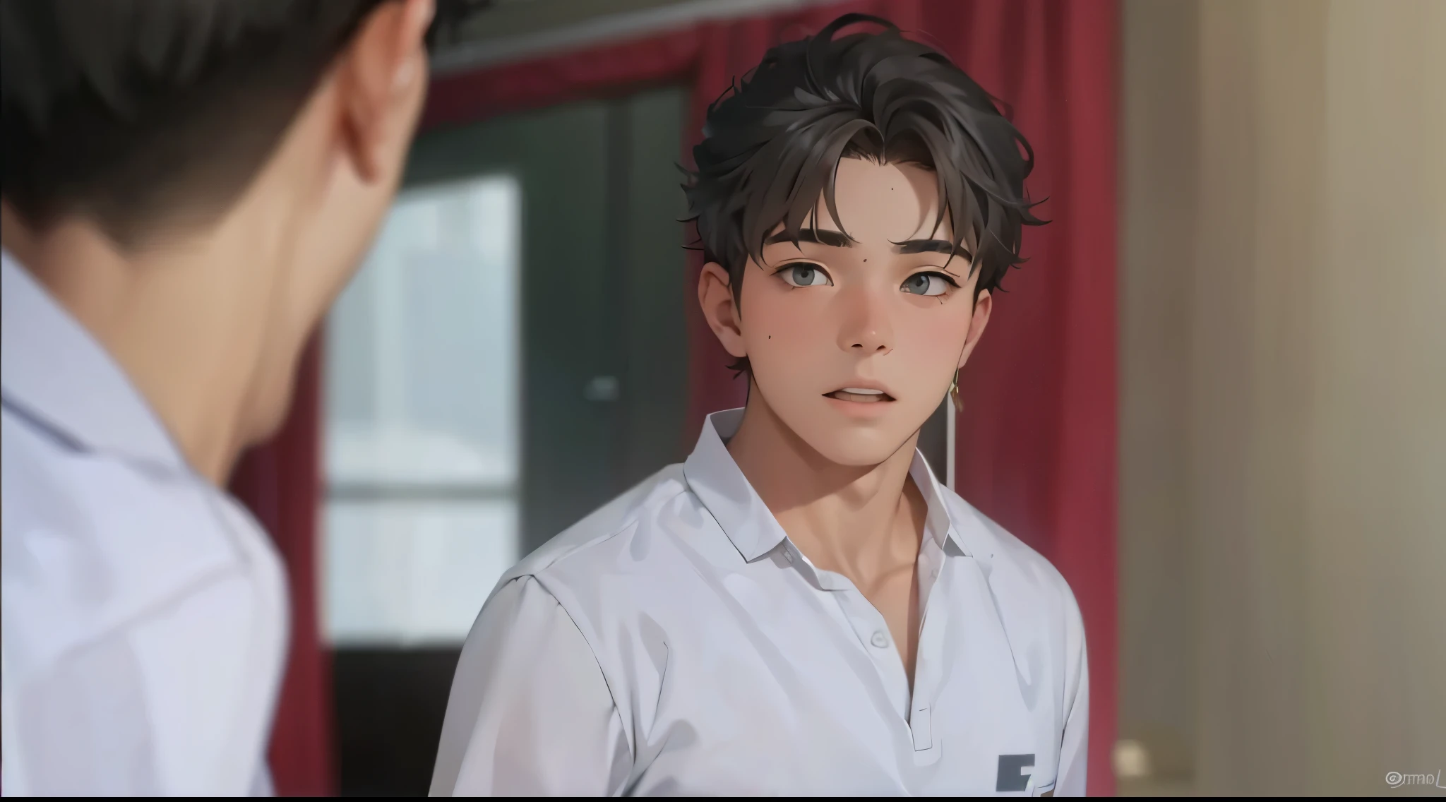 cute  boy gray hair